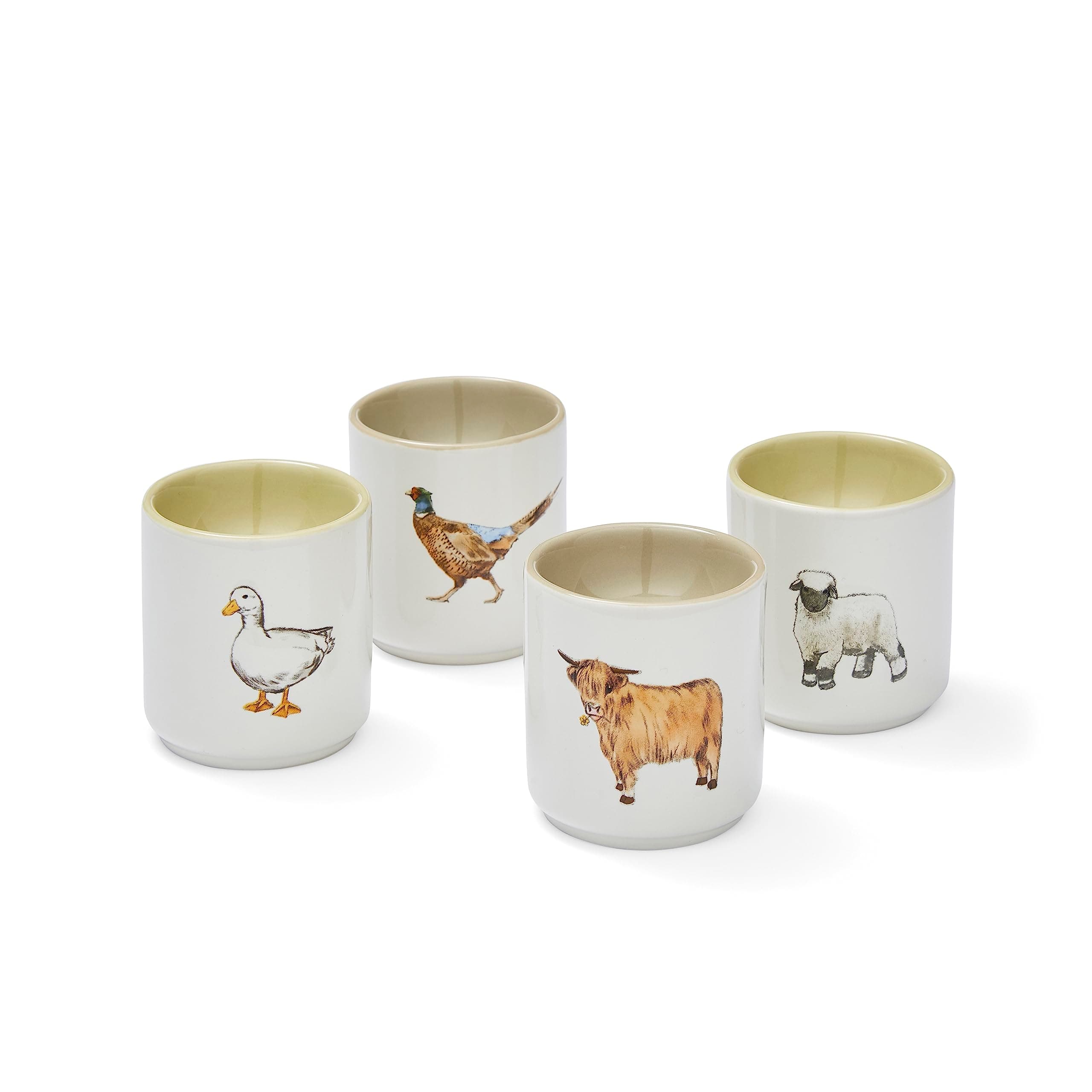 British Designed Pack of 4 Stackable Egg Cups | Ceramic Egg Cup for Breakfast | Egg Poacher Cups for All Types of Kitchen - Buttercup Farm