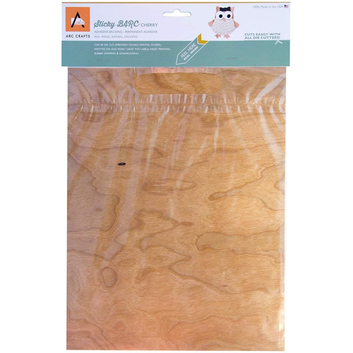 Arc Crafts Cherry-Barc Wood Sheet Ab, Acrylic, Multicolour, 23.11x33.52x0.25 cm