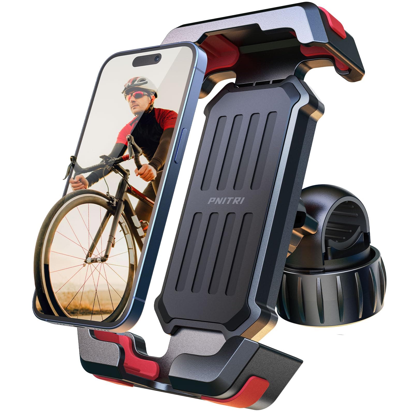 Bike Phone Holder [Quick Install], Universal Motorbike Phone Mount for Bicycle, 360° Rotatable Motorcycle Handlebar Clamp for iPhone 17 16, Samsung, Smartphones 4.7-6.8 Inch