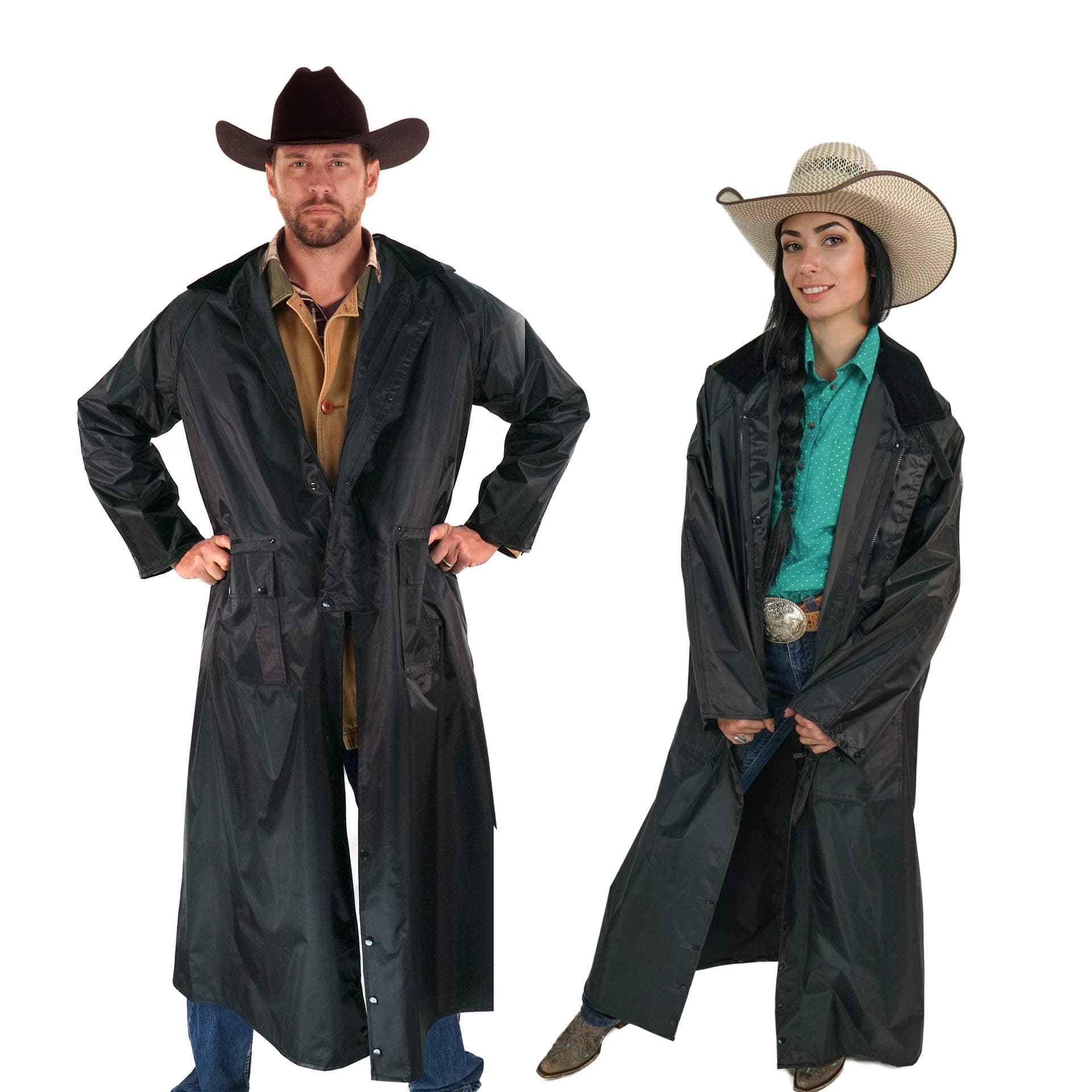 American Cowboy Saddle Slicker Rain Coat Duster – 100% Waterproof Full Length Unisex
