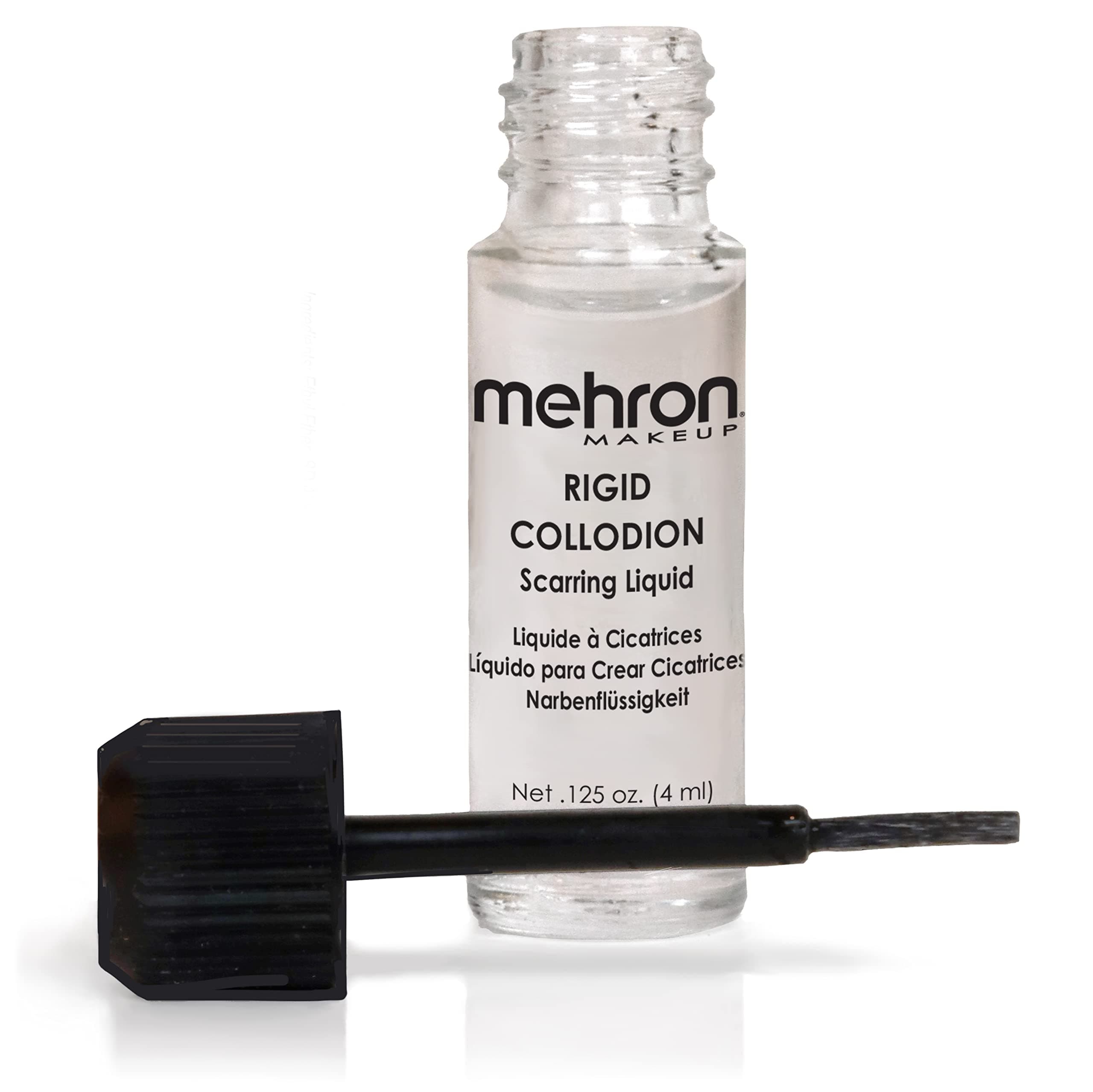 Mehron Makeup Rigid Collodion with Brush | Scarring Liquid | Liquid Scar Makeup | SFX Scar for Film .125 oz (4ml)