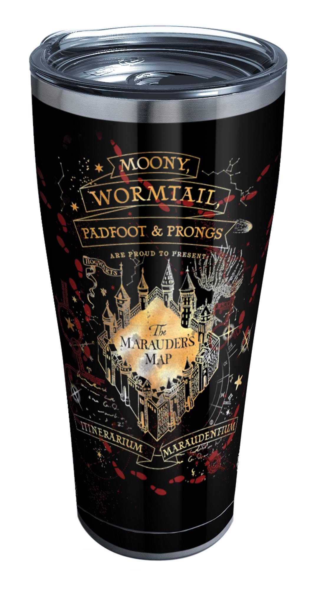 Tervis Harry Potter - Black Marauders Map Triple Walled Insulated Tumbler Travel Cup Keeps Drinks Cold & Hot, 30oz Legacy, Stainless Steel, 1 Count (Pack of 1)