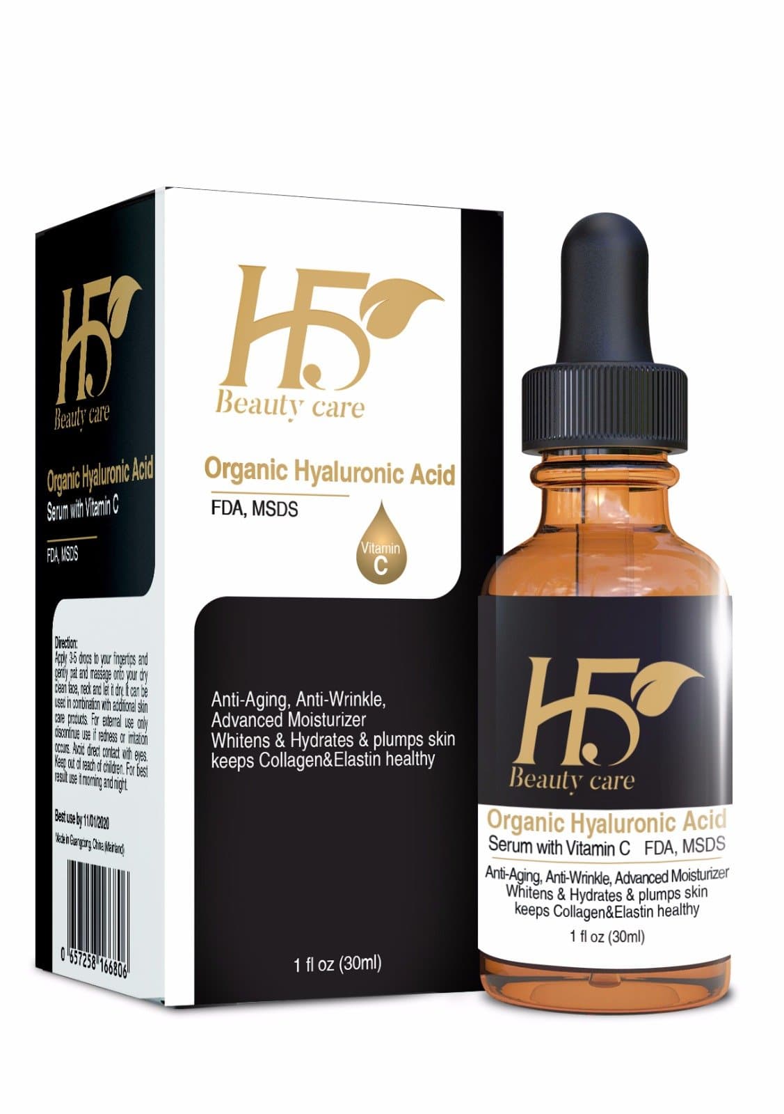 H5 Beauty Hyaluronic Acid Serum with Vitamin C For Face,Anti Wrinkles,Anti Aging,Skin Firming,Hydrating/Moisturizing Serum,not Oily/1 OZ