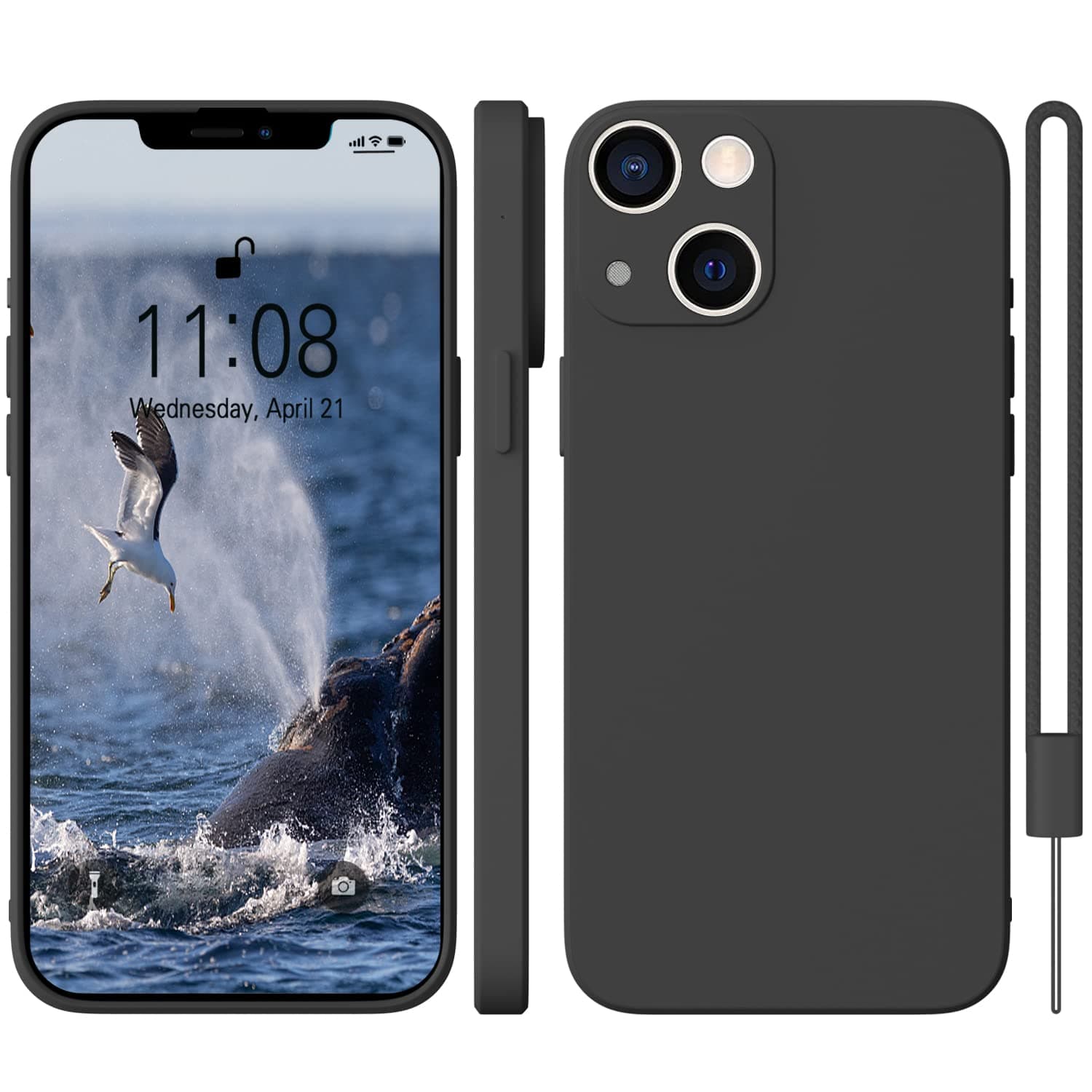 WXX for iPhone 13 Mini Case Silicone Camera Protection Ultra Slim Case Soft Gel Cover Rubber Lightweight Anti-Scratch Phone Cases Compatible for iPhone 13 Mini 5.4 inch Black