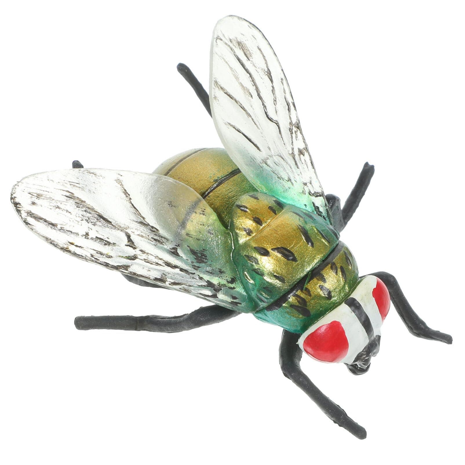 VOSAREA Plastic Fly Figurine Green Big Fake Fly Realistic Large Fake Fly Simulated Plastic Fly Model Plastic Cognitive Plaything Scary Tricky Fly for Joke Halloween Party Favors