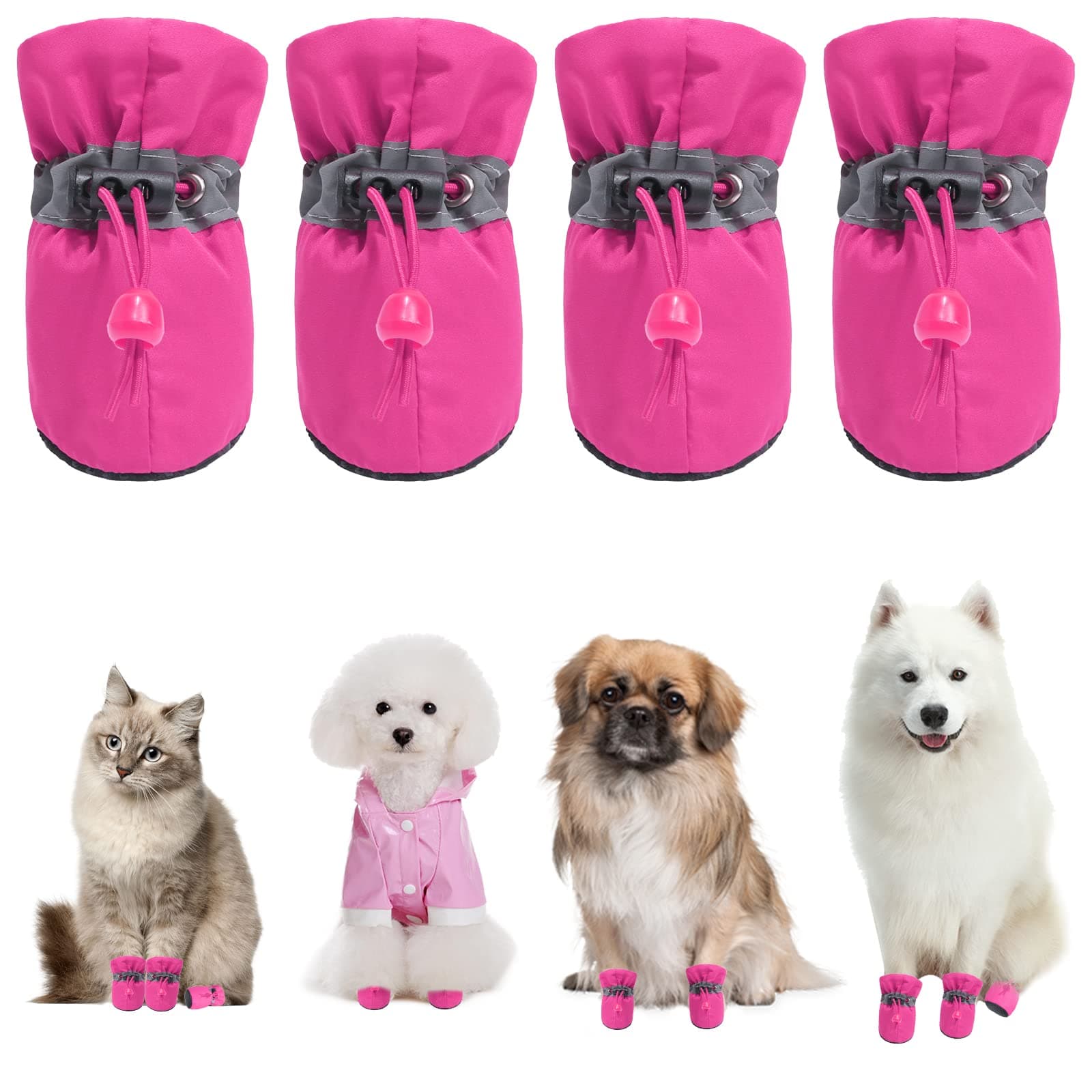 Dog Shoes Puppy Paw Protectors Dog Shoes for Hot Pavement Dog Boots with Anti Slip Socks Cat Dog Booties for Small Medium Dogs Pink 3 Pink 4