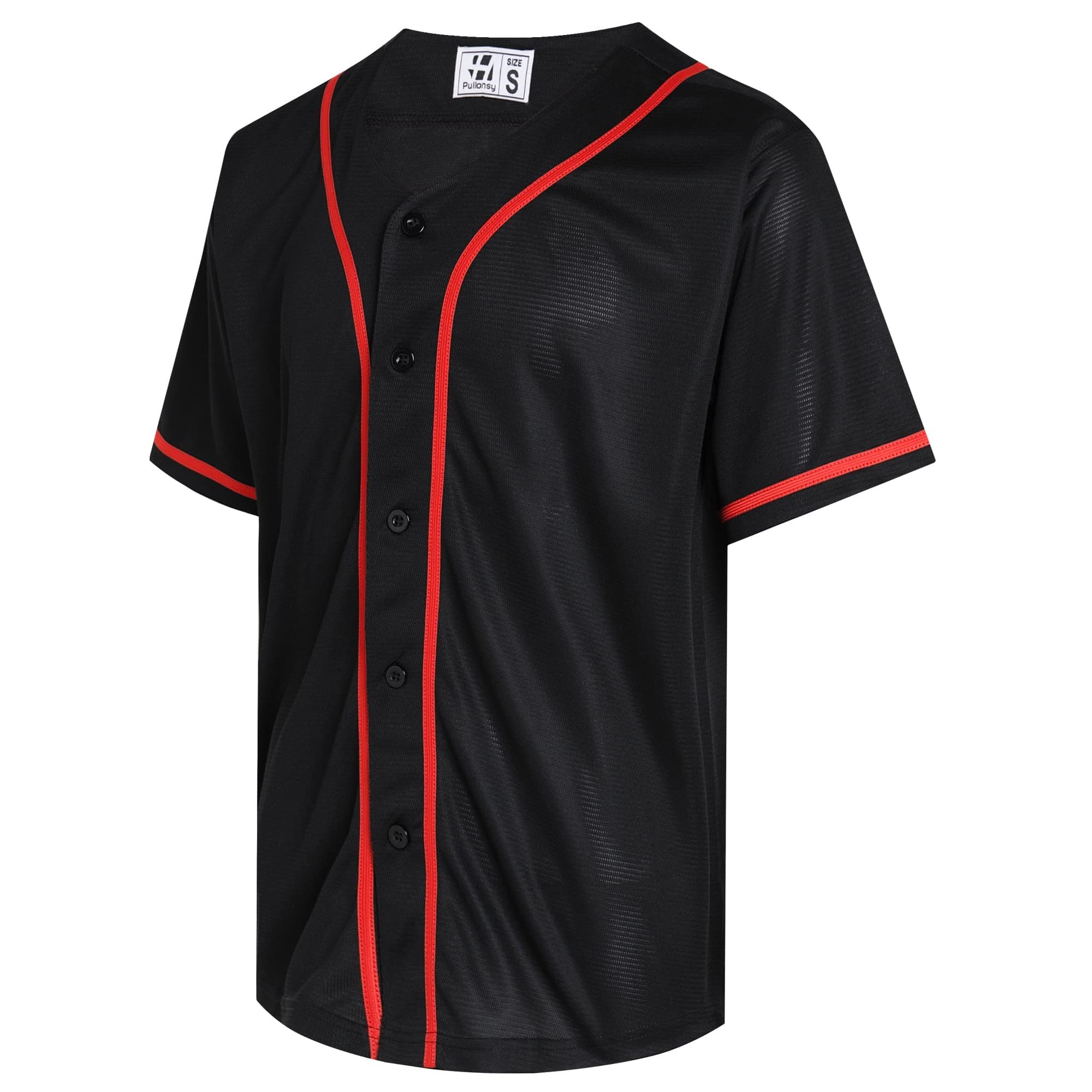 PullonsyBlank Baseball Jersey for Men Women Full Button Up Short Sleeves Shirts Hip Hop Hipster Sports Uniforms