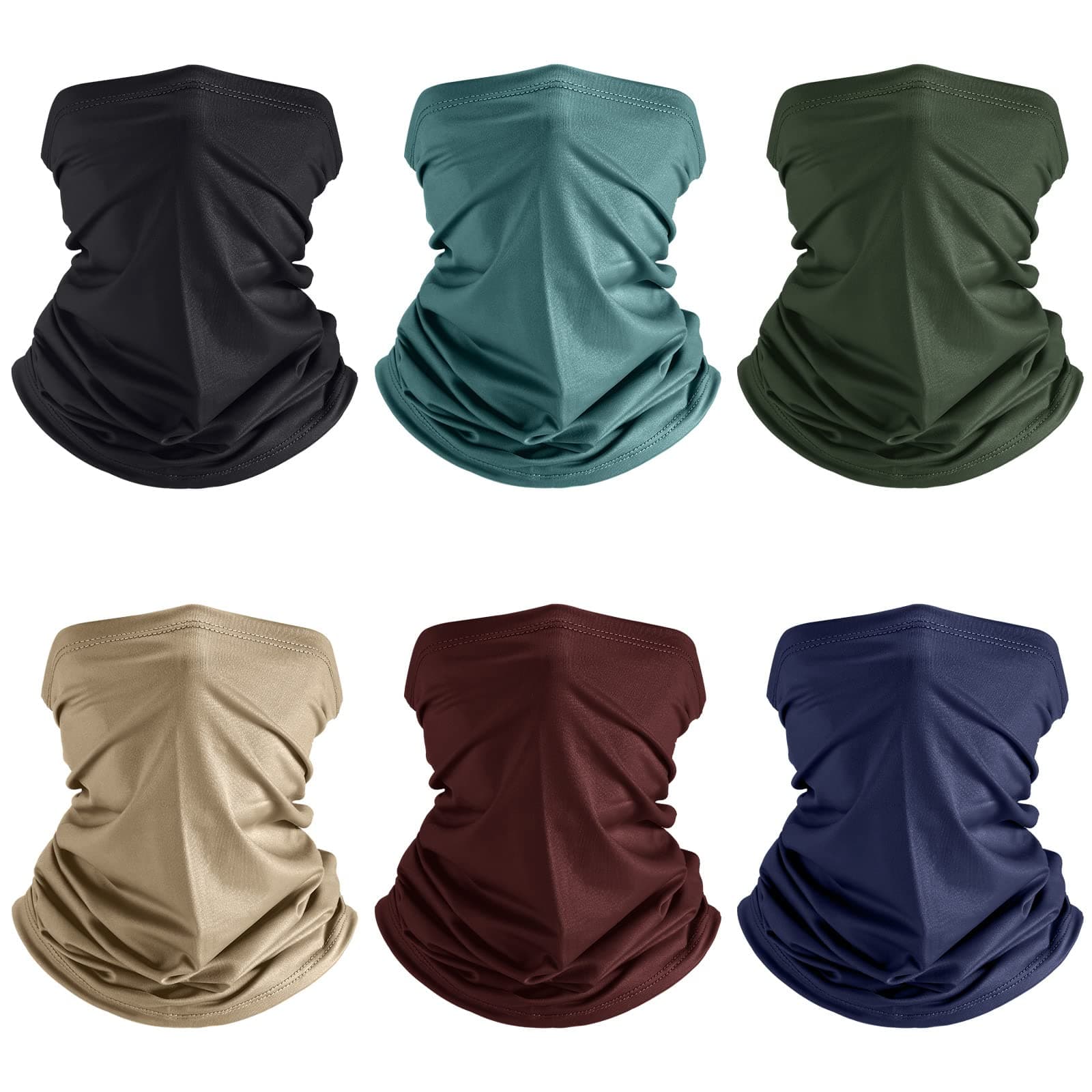6 Pieces Summer UV Protection Cooling Neck Gaiter Face Clothing Neck Gaiter Mask Scarf Sunscreen Breathable Bandana