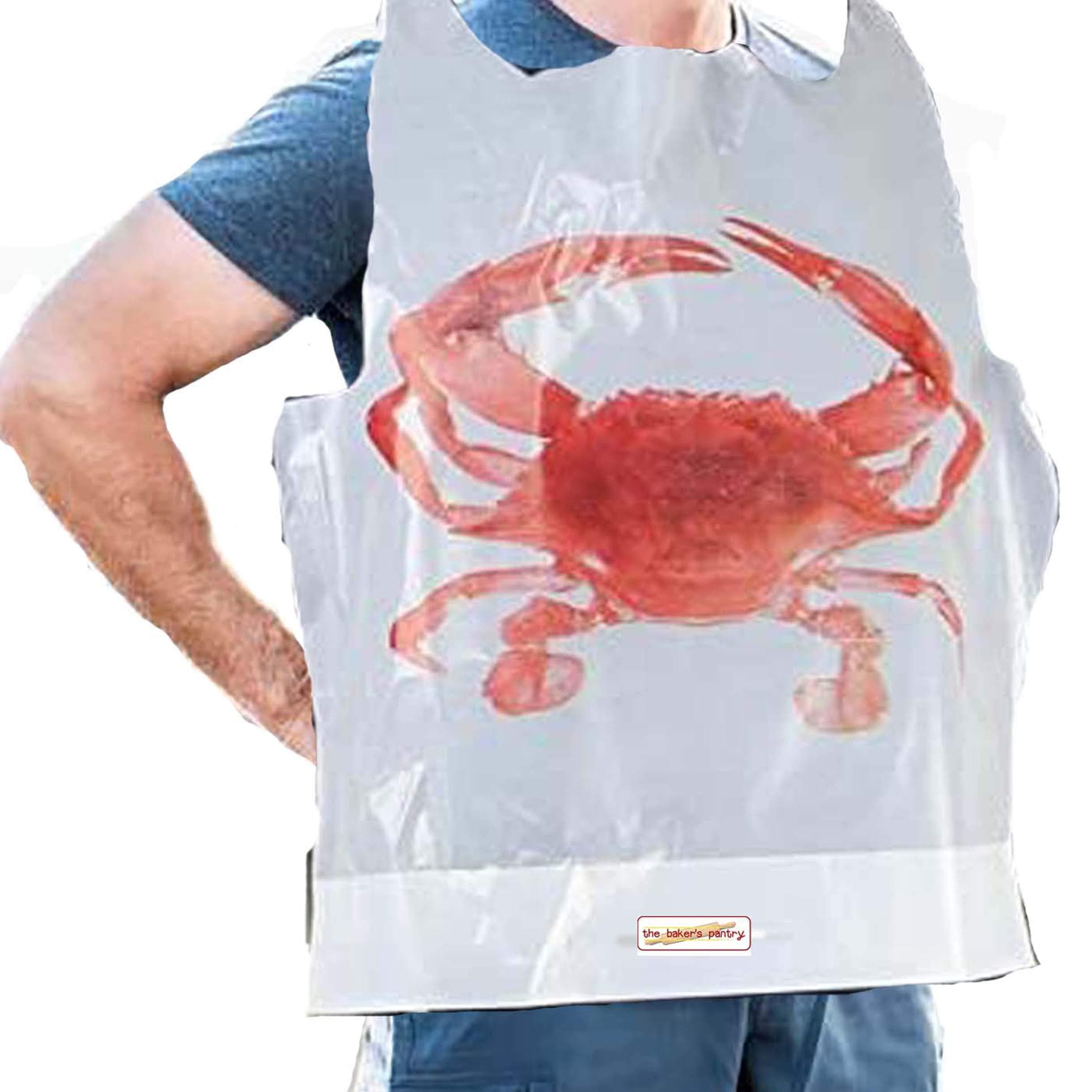 Disposable Plastic Crab Bibs 25 pack Disposable Adult crab feast bibs (25) Seafood Feast Adult Disposable Bibs
