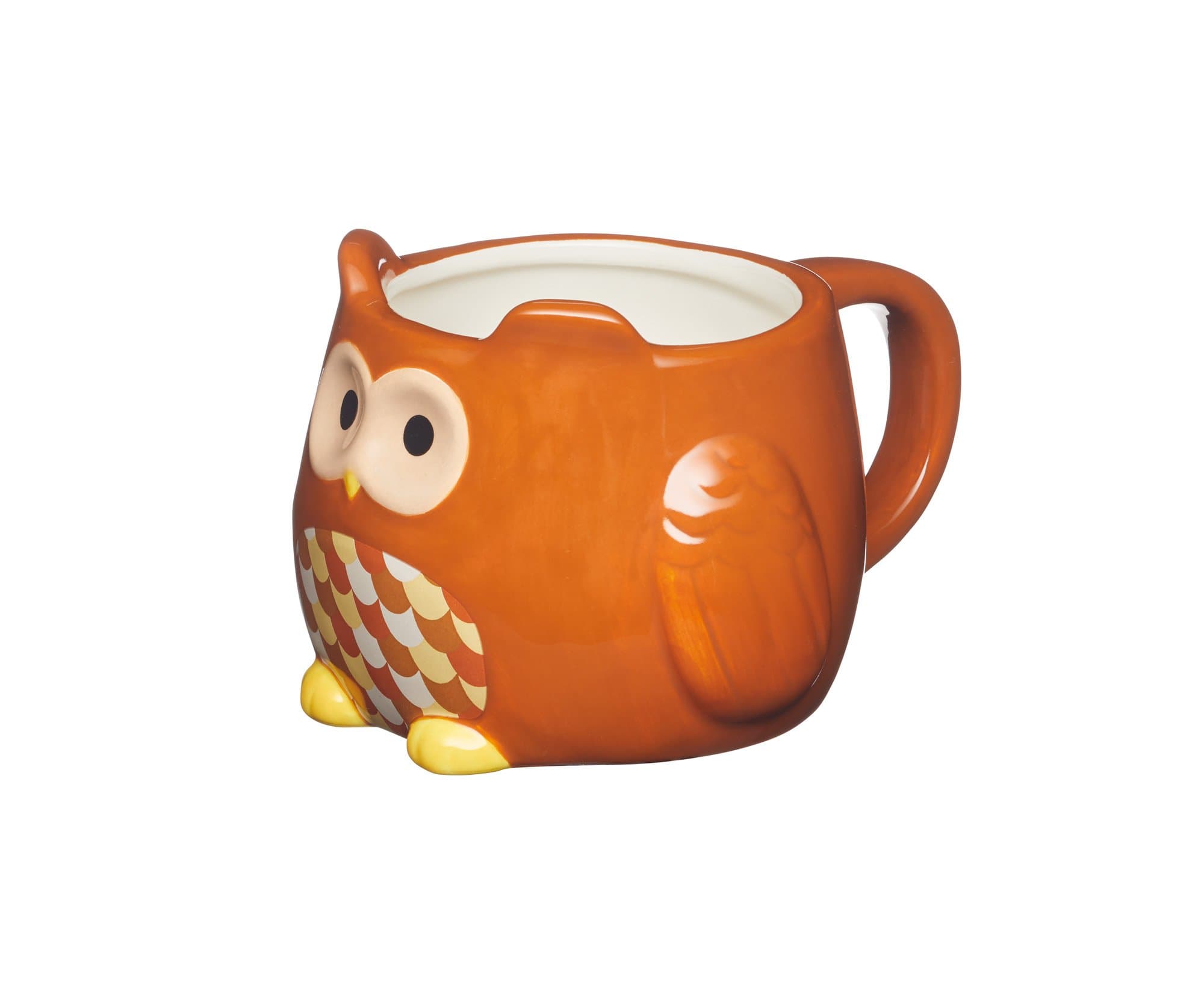 KitchenCraft Painted Ceramic Novelty Owl Mug, 45 ml (16 fl oz) - Brown