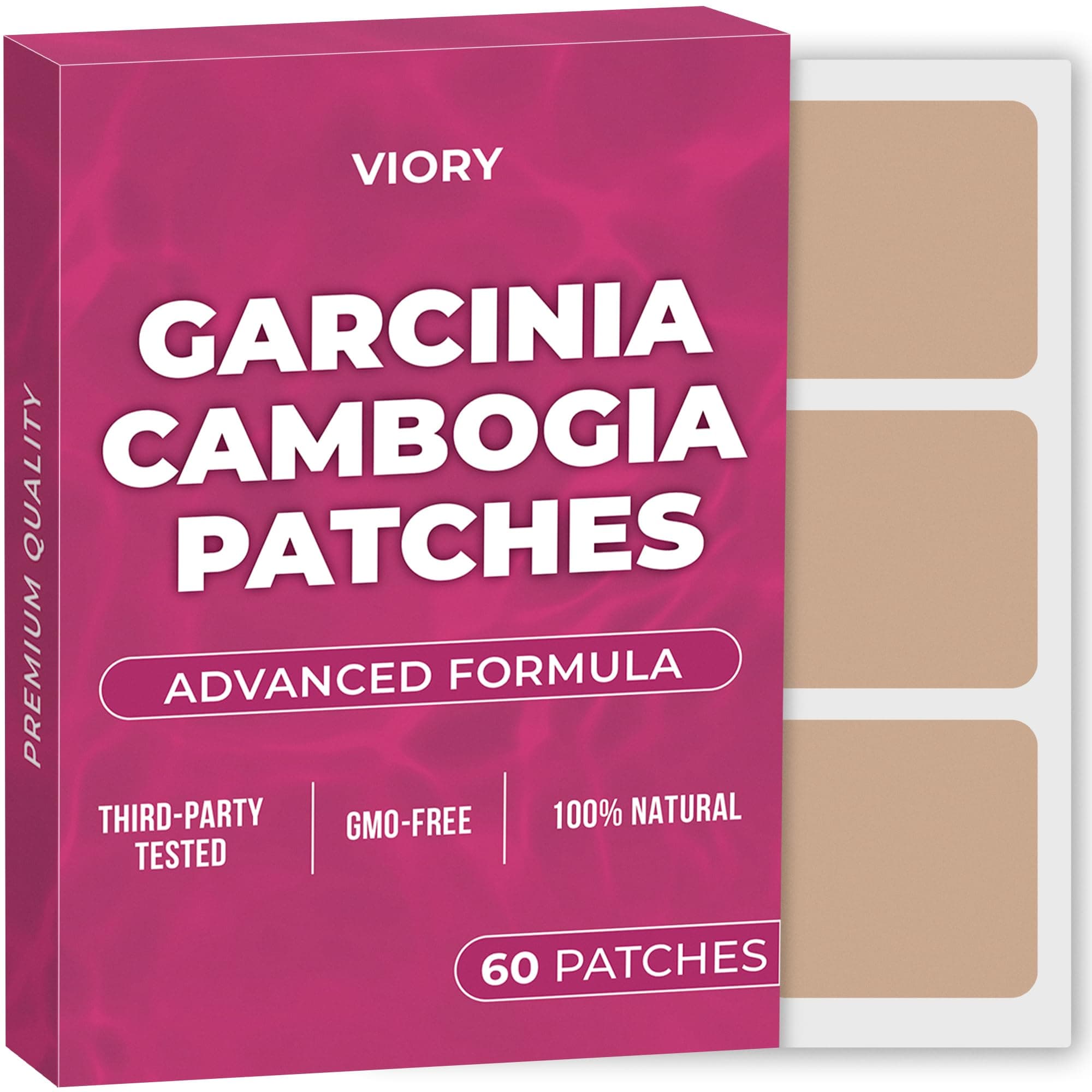 Garcinia Cambogia Patches (Pack of 60) - 100% Natural Patch for Women and Men - with B12 & Potassium - Energy, Focus & Body Support - Enhanced Formula