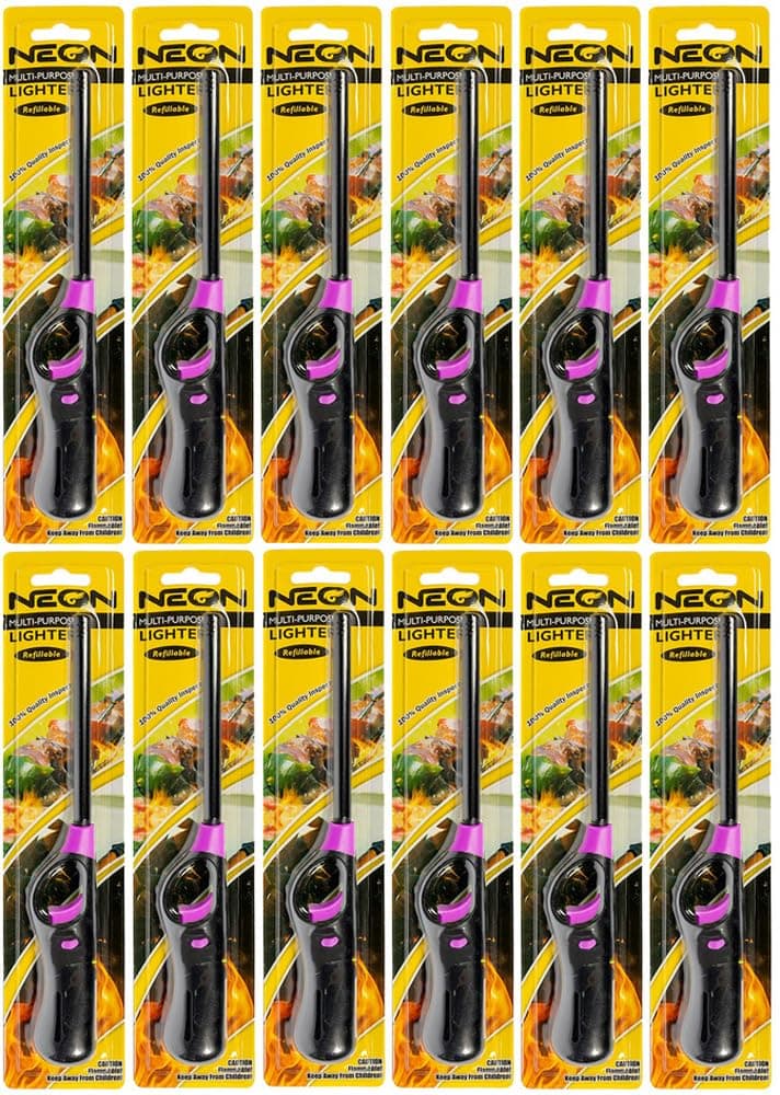 Grill Jet Torch Flame Flexible Stem Lighter w/600ml Butane Can Package 36 Lighters