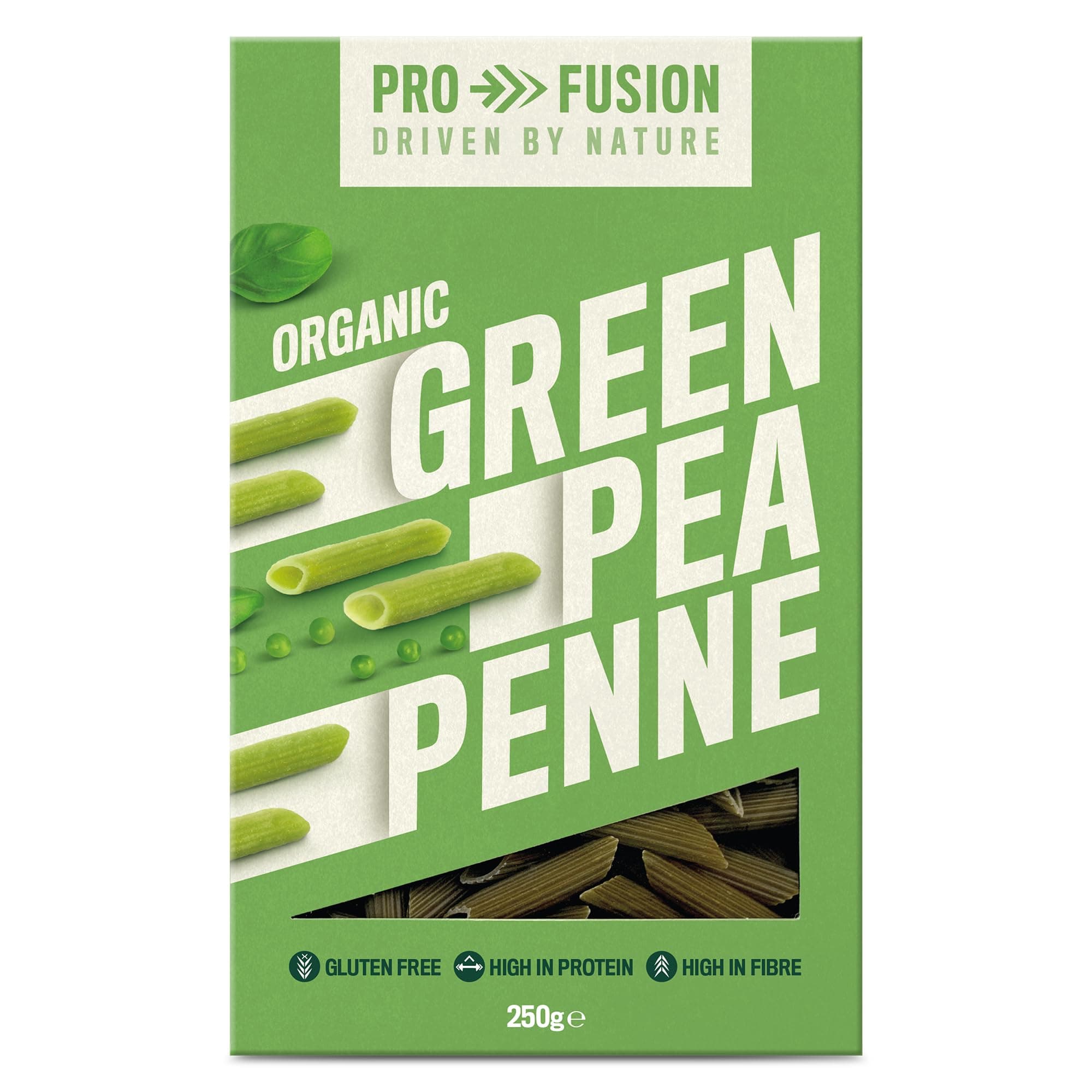 Profusion Organic Green Pea Penne Pasta, 250g - High in Plant-Based Protein & Fibre - Grain-Free, Gluten-Free, GMO-Free & Suitable for Vegans