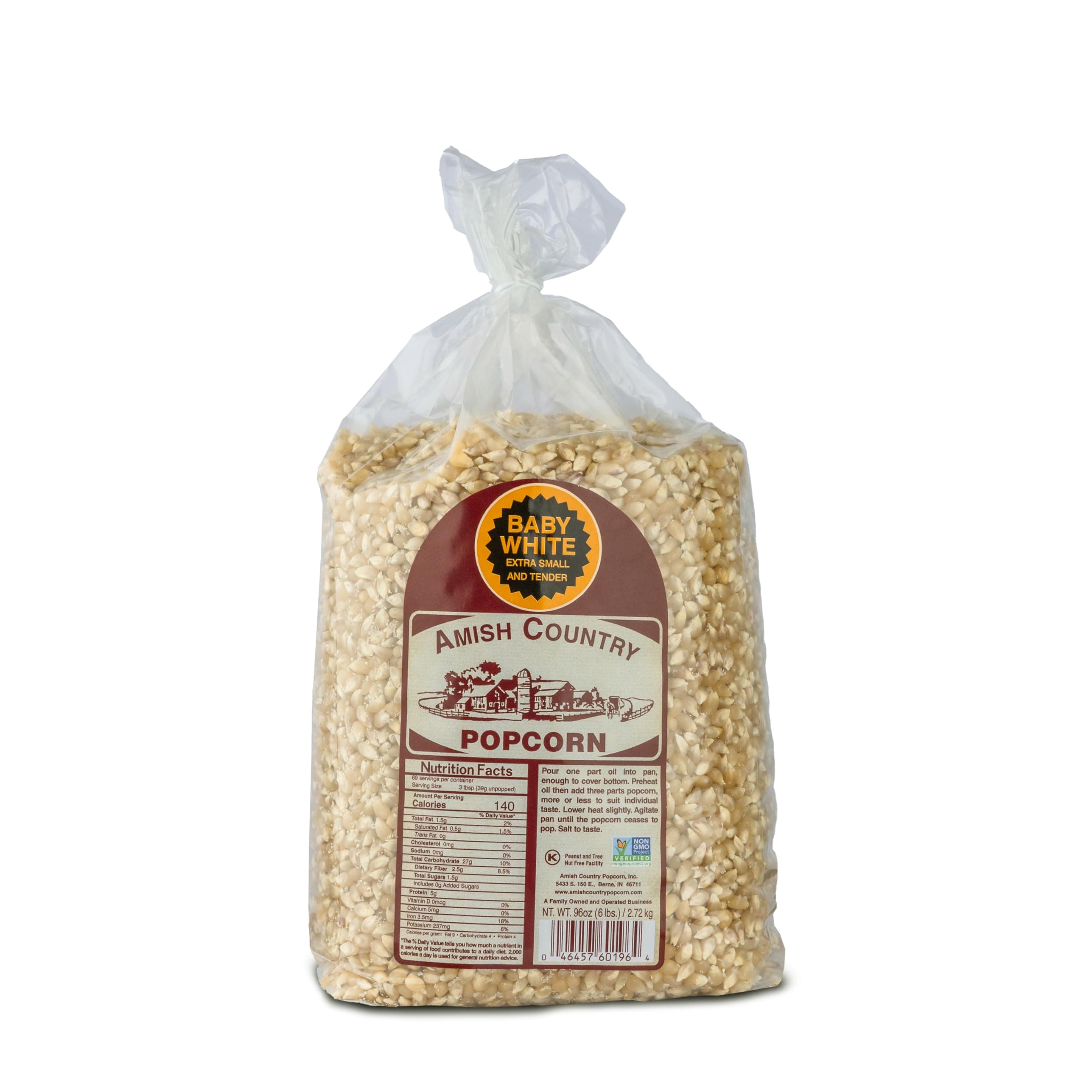Amish Country Popcorn baby white large 6 pound bag