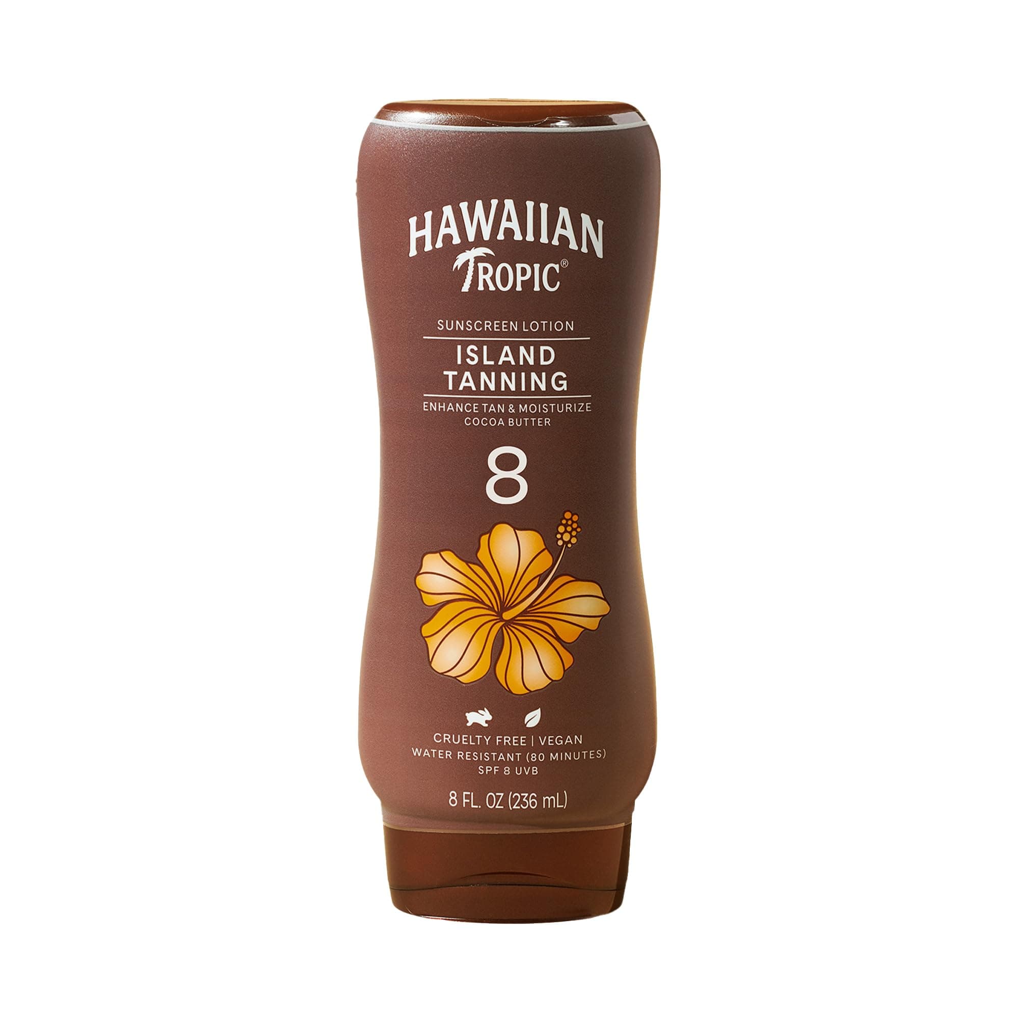Hawaiian Tropic Island Tanning Reef Friendly Lotion Sunscreen with Cocoa Butter, SPF 8, Coconut, 8 Fl Oz