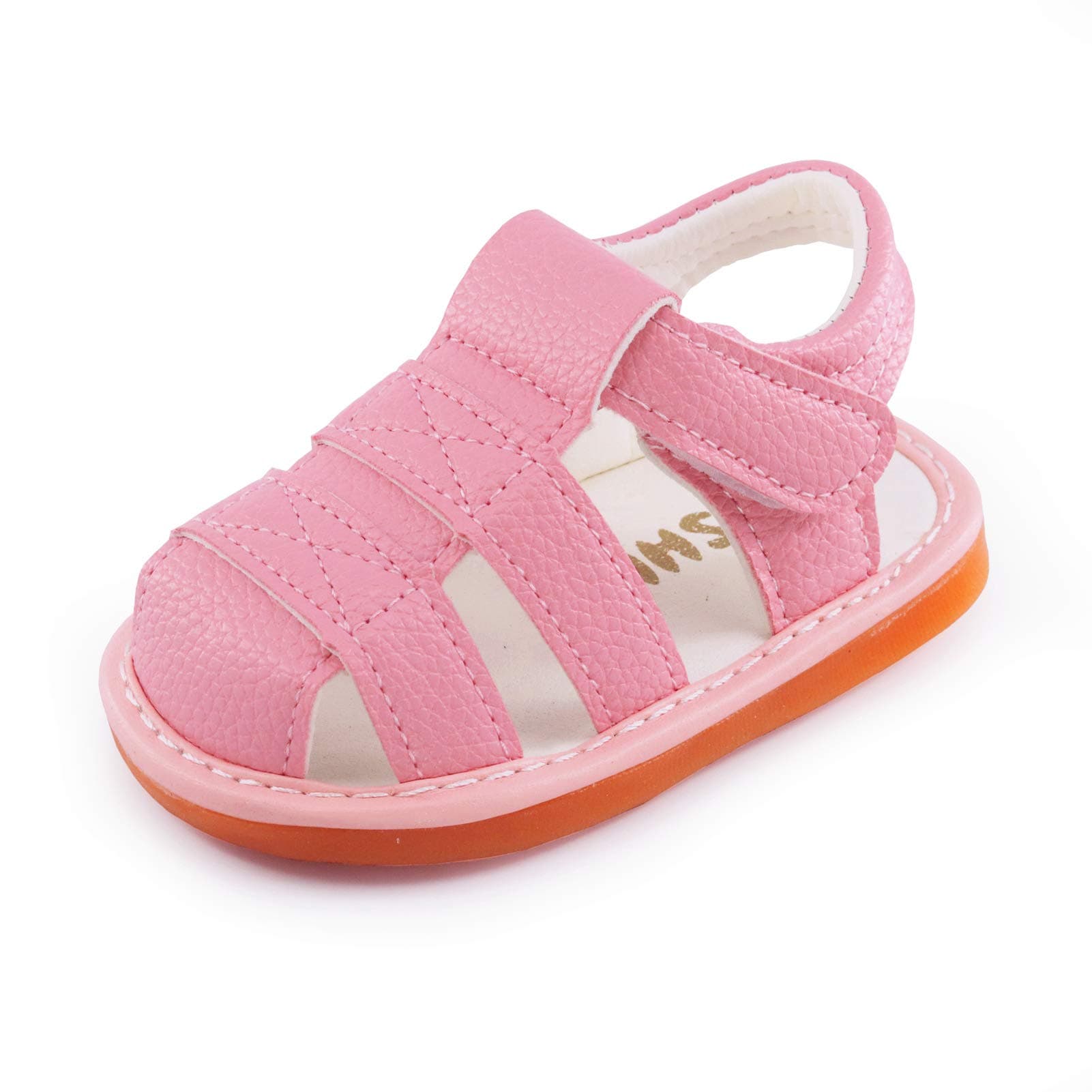 Baby Boy Girl Summer Infant Squeaky Sandals Premium Rubber Sole Closed-Toe Non-Slip Shoes Toddler First Walkers