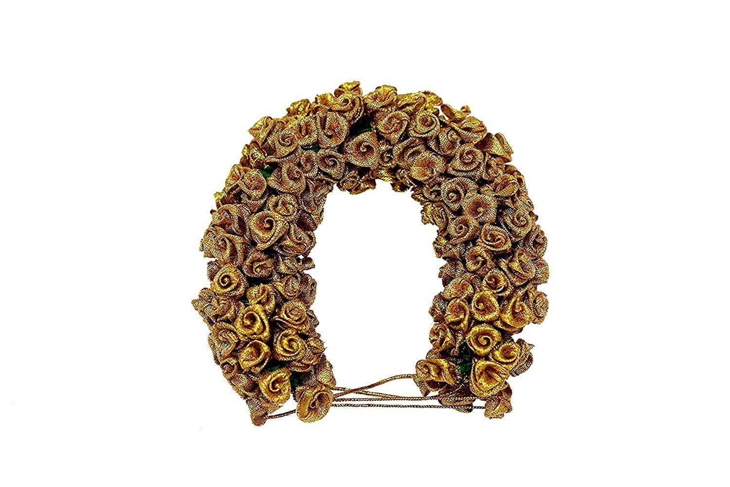 Ug Products Golden Tissue Fabric Veni Flower Hair Jewellery For Women