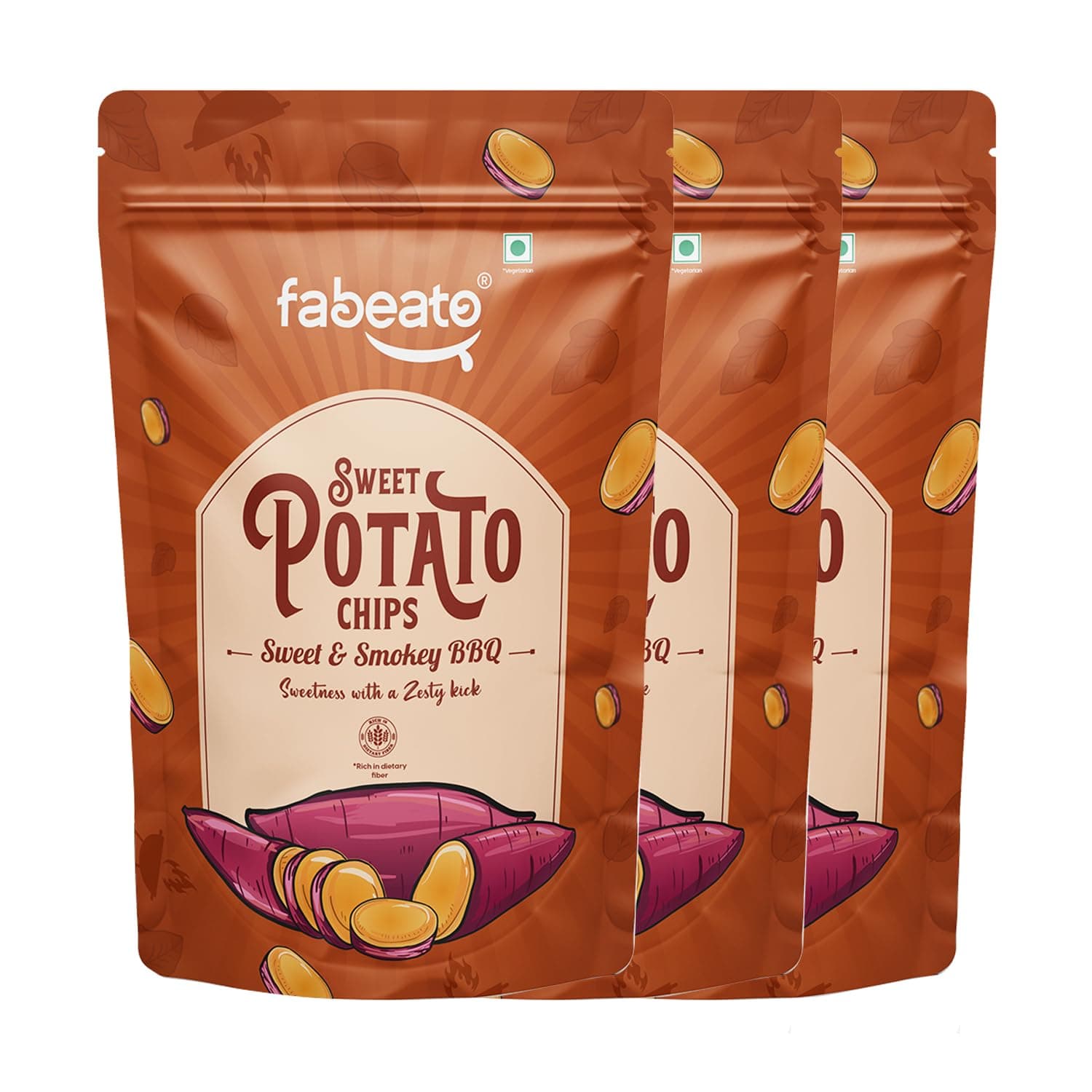 Smokey BBQ Sweet Potato Chips| No Palm Oil|Vacuum Fried |Gluten Free | Vegan Friendly Snack | Trans free|No Artificial Flavour | Vegetable Chips – (Pack of 3 X40g)
