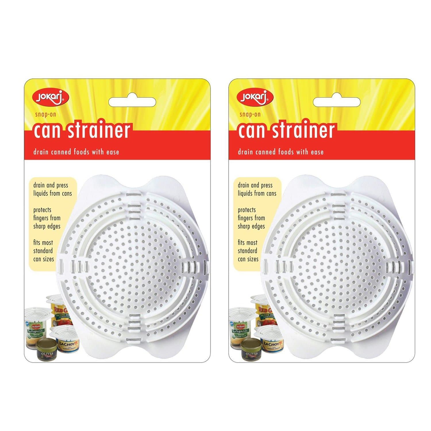 Jokari Snap-On 4" Can Strainer, White, Pack of 2