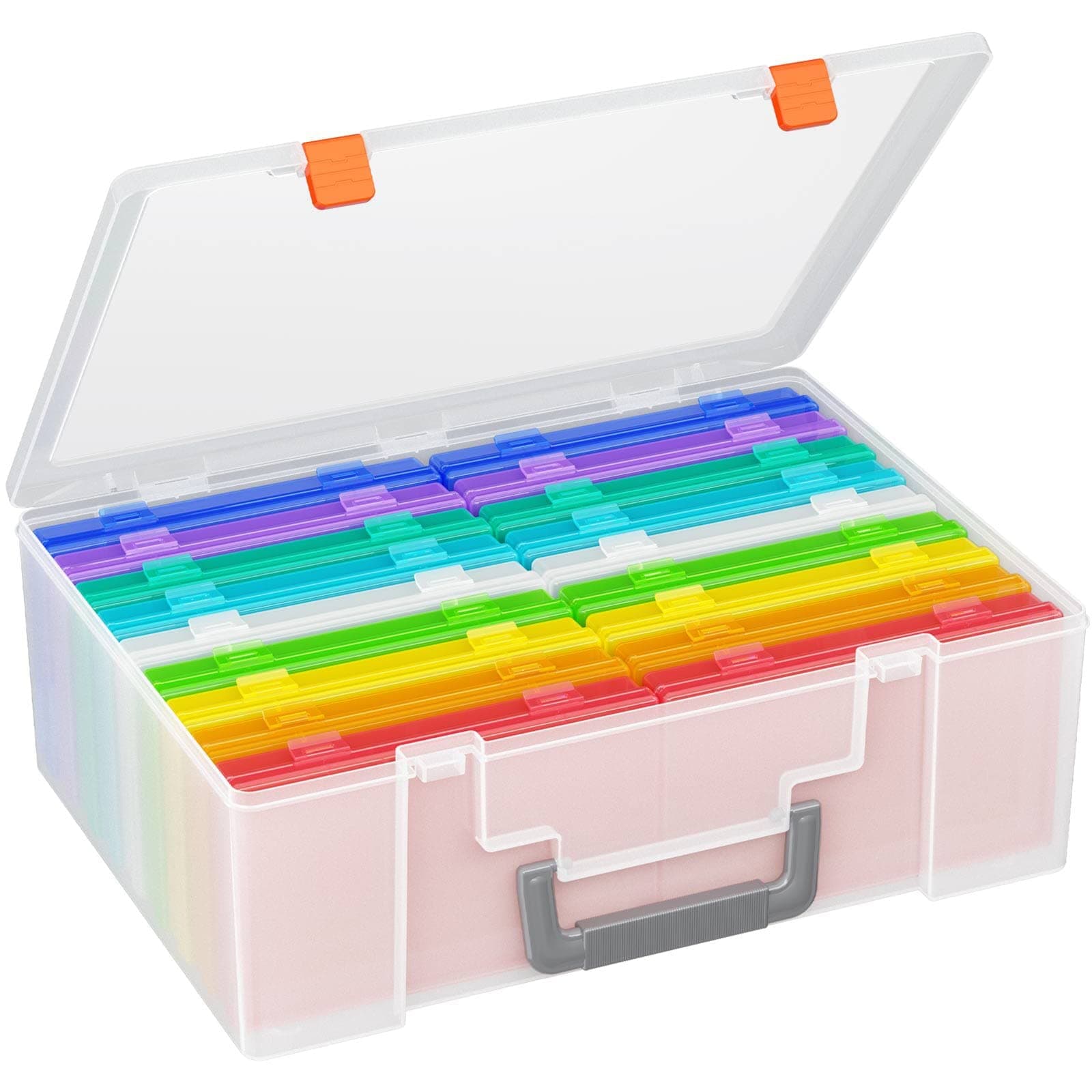 Barhon Photo Storage Box 4x6 Pictures, 18 Inner Seed Storage Organizer Extra Large, Photo Organizers Keeper Photo Cases Picture Storage (Rainbow)