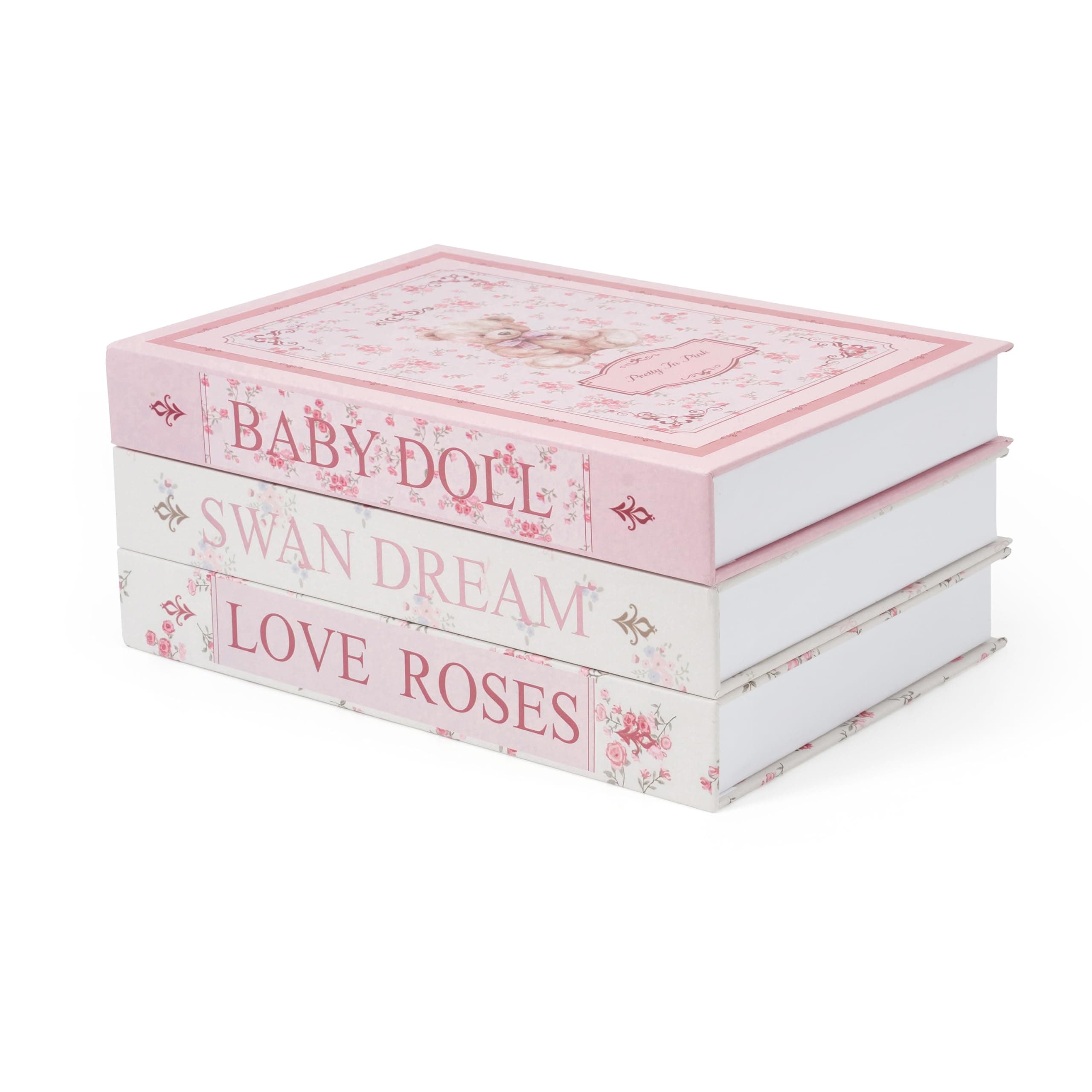 TwoDays Coquette Room Decor Aesthetic, Vintage Victorian Decorative Fake Books, Storage Box for Coffee Table and Bookshelf, Bridgerton Decor. (Set of 3)