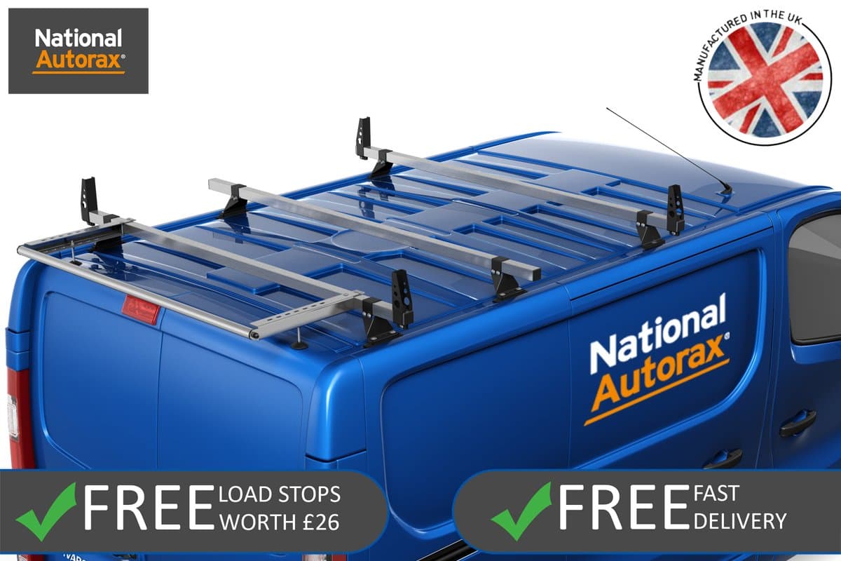 3 Heavy Duty Steel-Line Roof Bars & Roller for Trafic Vivaro NV300 & Talento 2014+ [Low Roof]