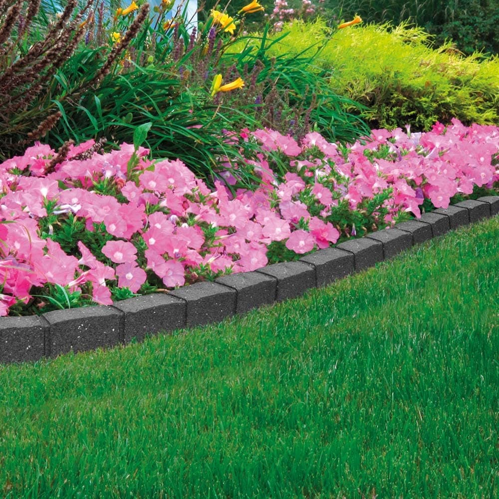 Nicoman Roman Castle Stone Garden Border 4-ft Rubber Landscape Edging Section 120cm, Grey, Pack of 4