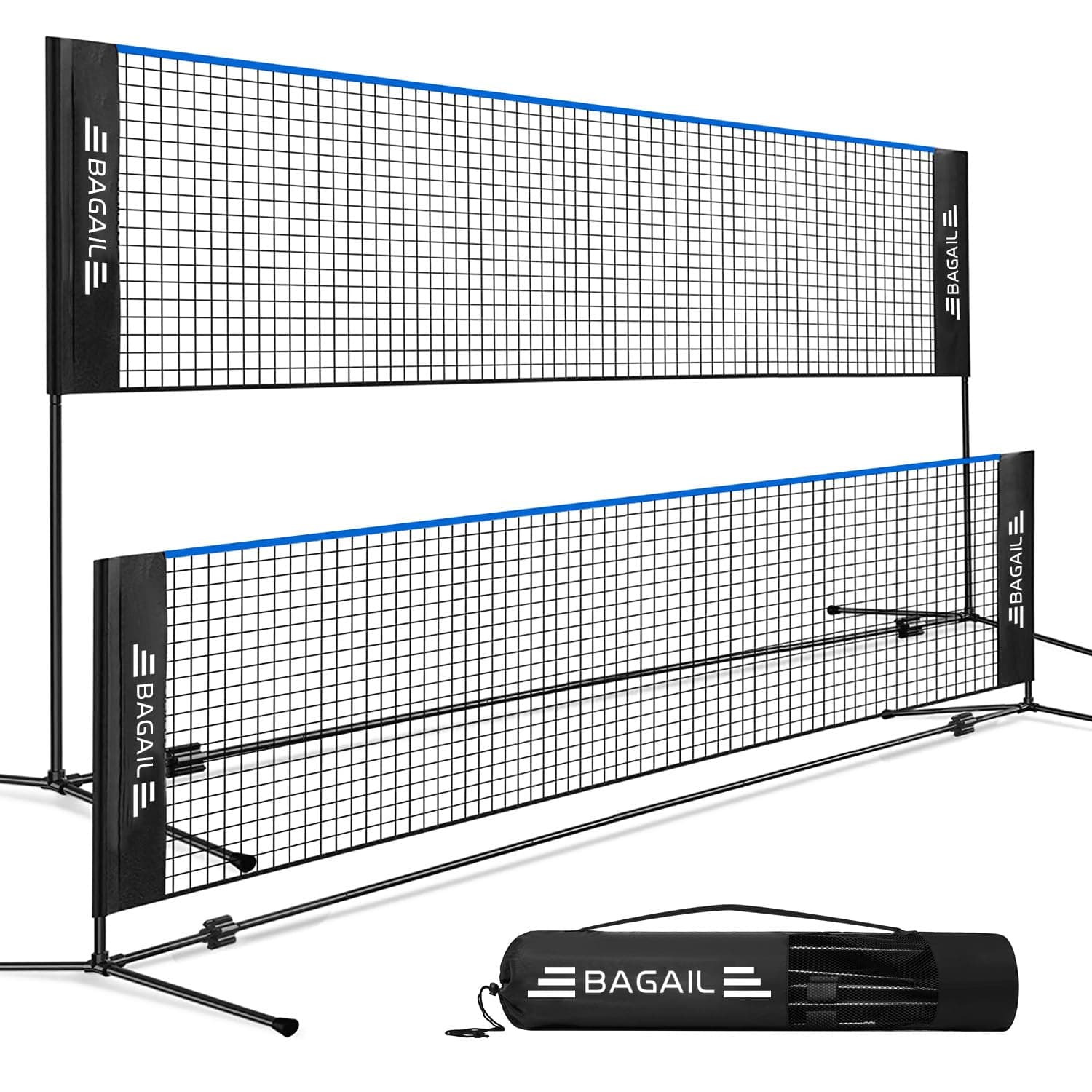 BAGAIL Badminton Net, Height Adjustable Kids Volleyball Net, Foldable Nylon Net 10 ft/14ft/17ft Wide, Tennis Net, Small Pickleball Net for Backyard Game and Indoor Outdoor Use, Easy Setup
