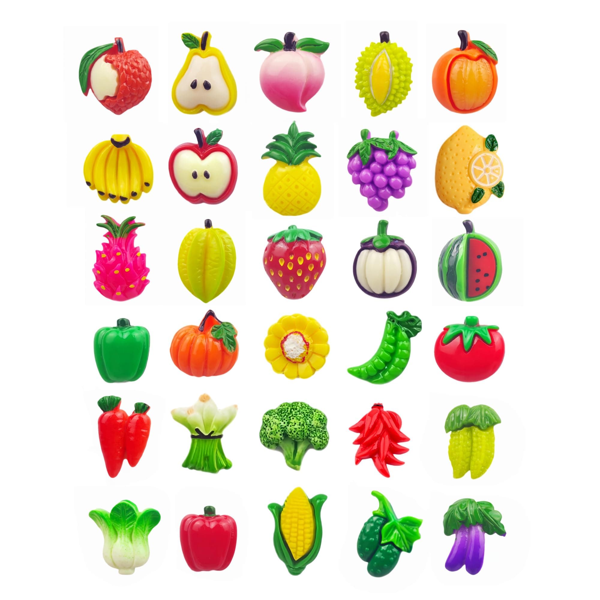 Resin Fridge Magnet Set Refrigerator Magnetic Sticker whiteboard Home Kitchen Decoration Office Supplies Souvenir (Fruits and Vegetables)