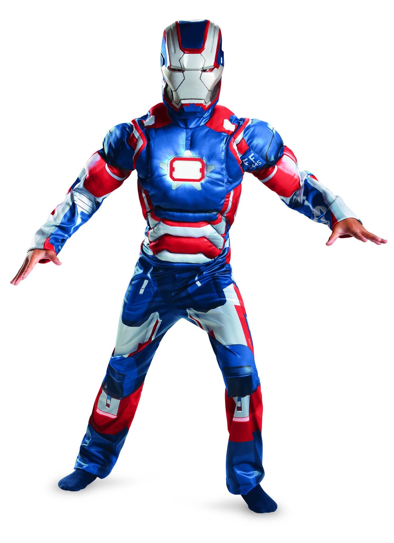 Disguise Marvel Iron Man Movie 3 Iron Patriot Boys Muscle Light Up Costume, 10-12