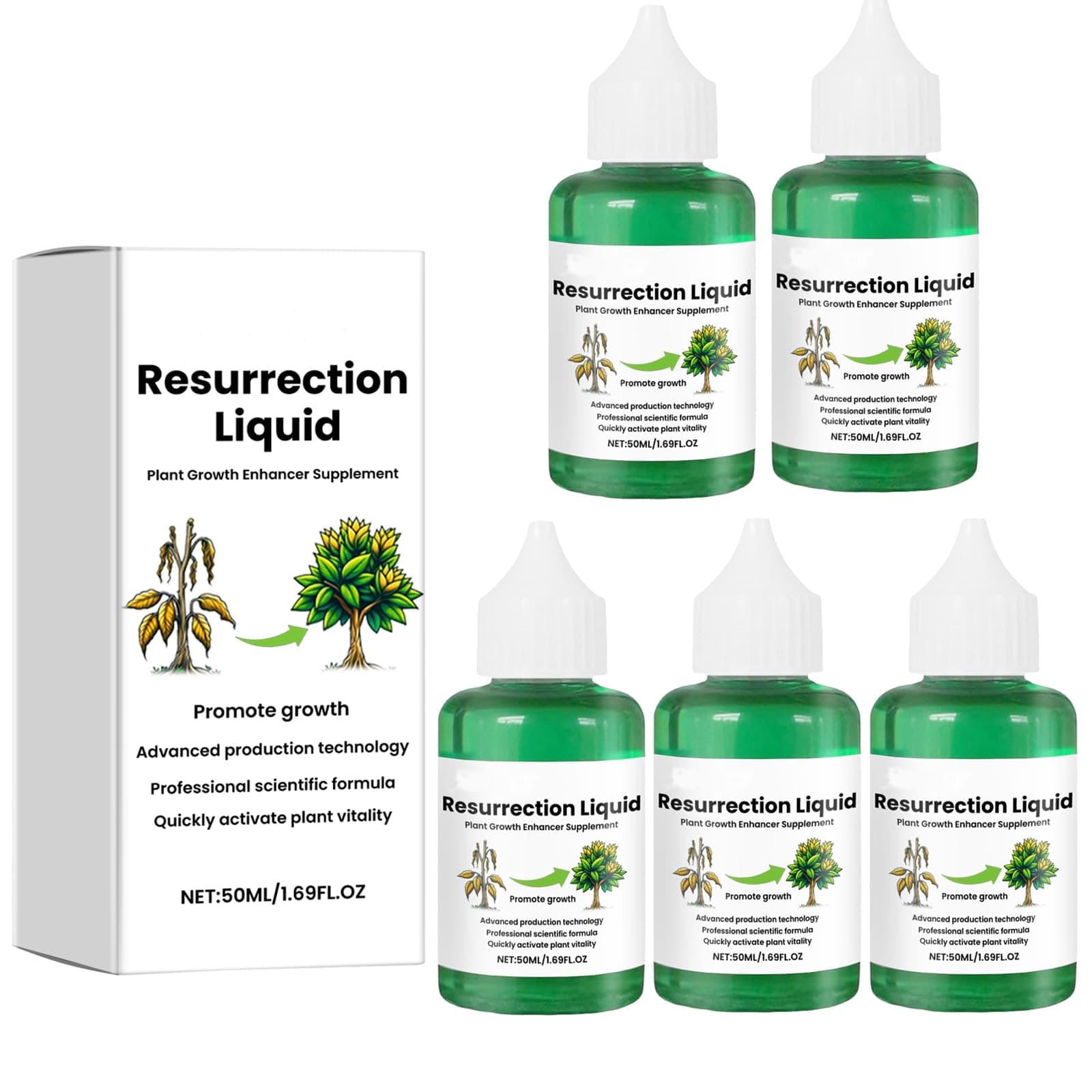 Plant Growth Liquid, Plant Resurrection Liquid 50ml, Professional Plant Growth Liquid for Reviving Plants, 2024 Premium Quality (5 Pcs)