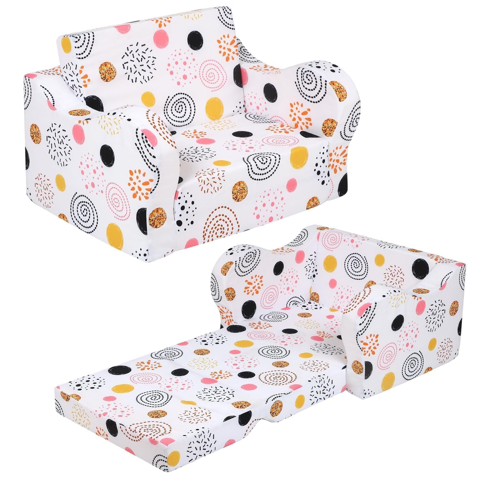 Firework Kids Sofa, 2-in-1 Kids Couch Fold Out, Convertible Sofa to Bed for Girls and Boys