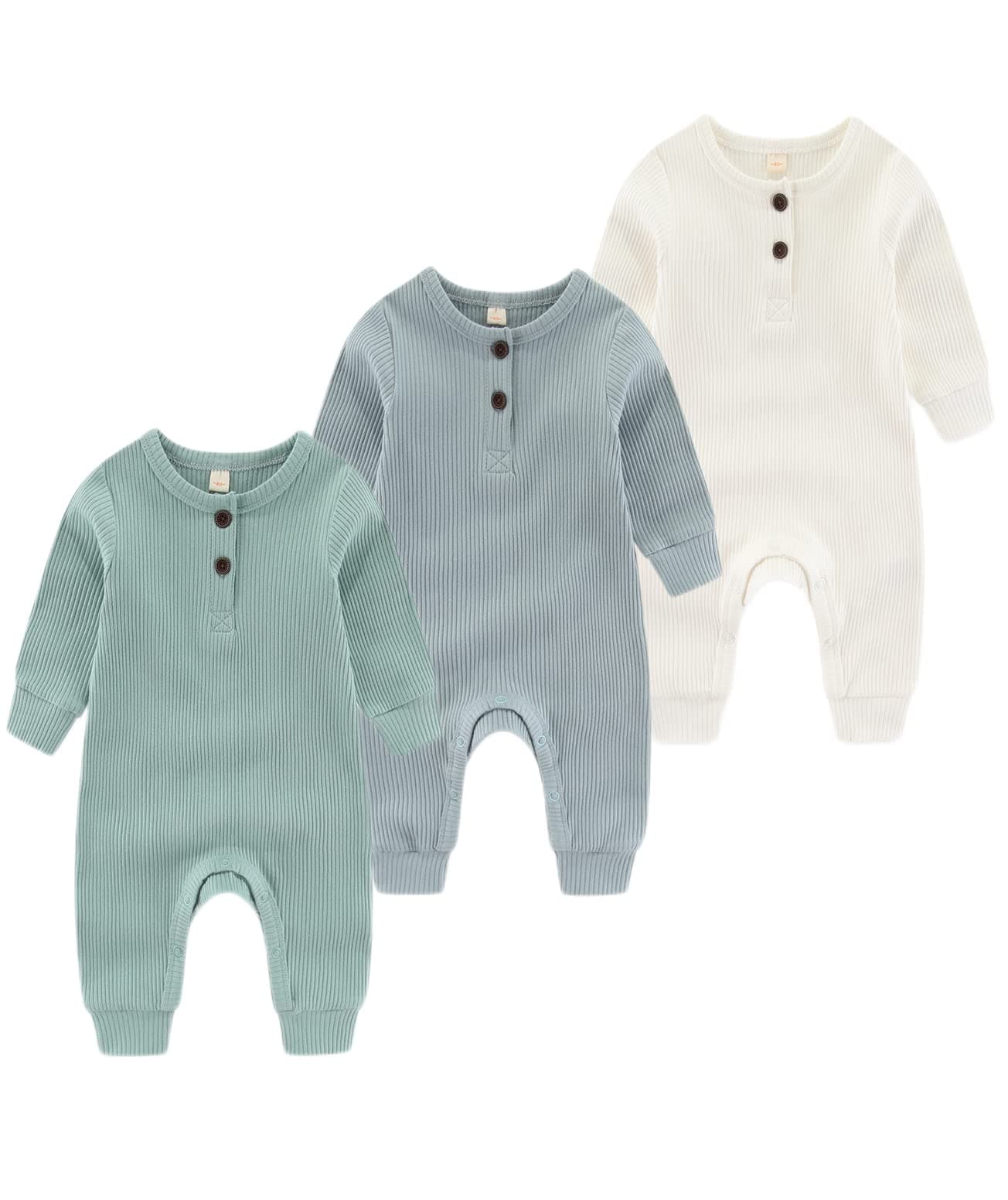 Chamie Baby Romper Newborn Knitted Jumpsuit Long Sleeve Baby Boys Girls Footless One-Piece Suit, 0-24 Months