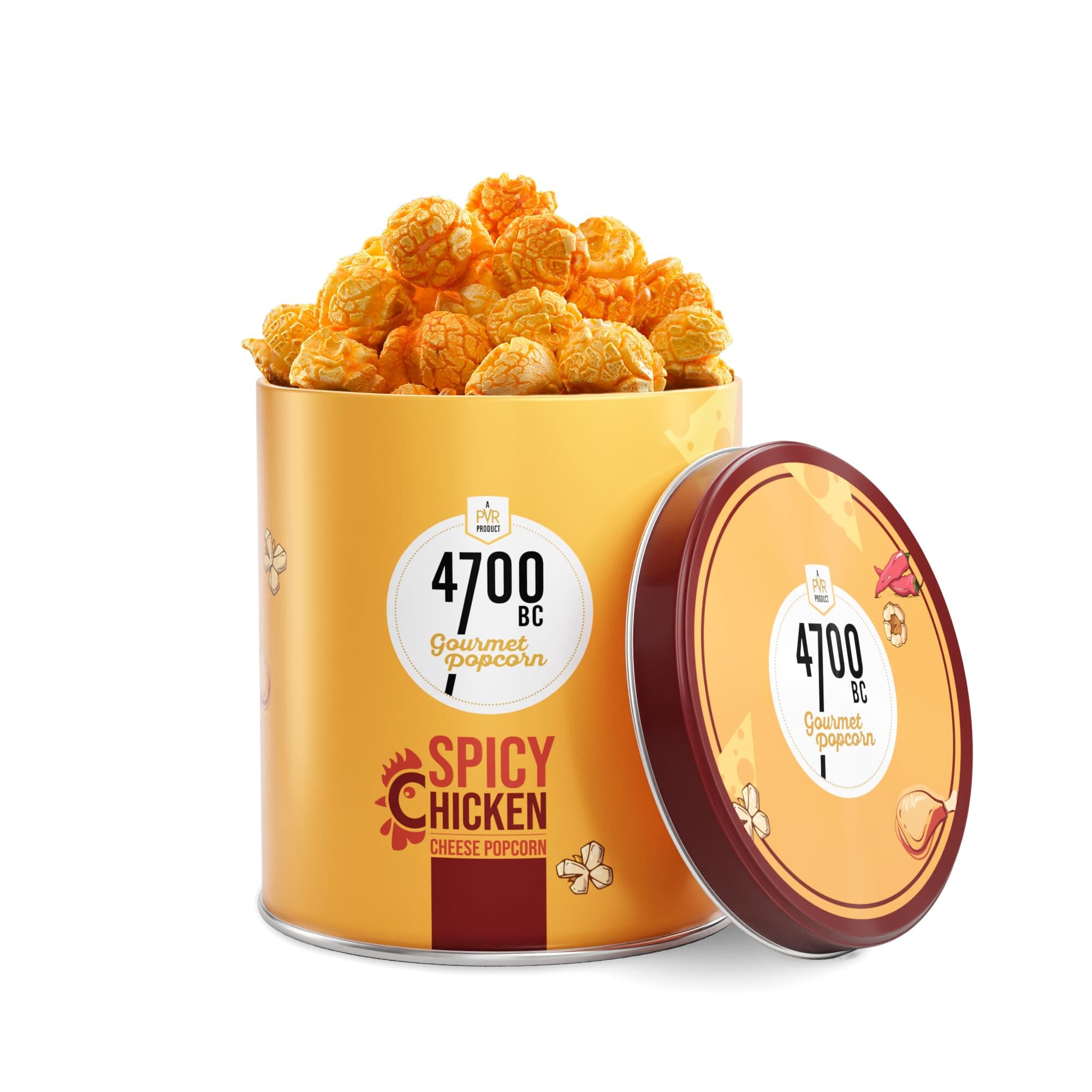 4700BC Gourmet Popcorn, Spicy Chicken Cheese Popcorn, Tin, 50g