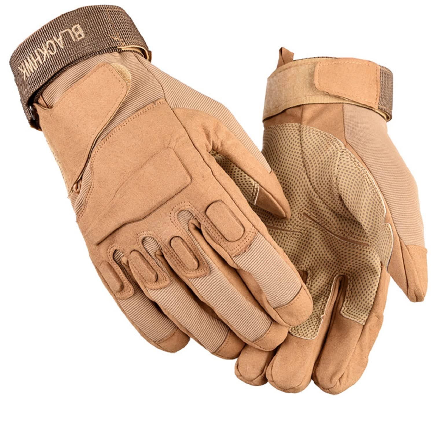 Nylon Tactical Military Gloves - Full Finger Hand Protection Knuckle Gloves For Shooting, Training, Motorcycling, Climbing, Cycling, Gym (Brown)