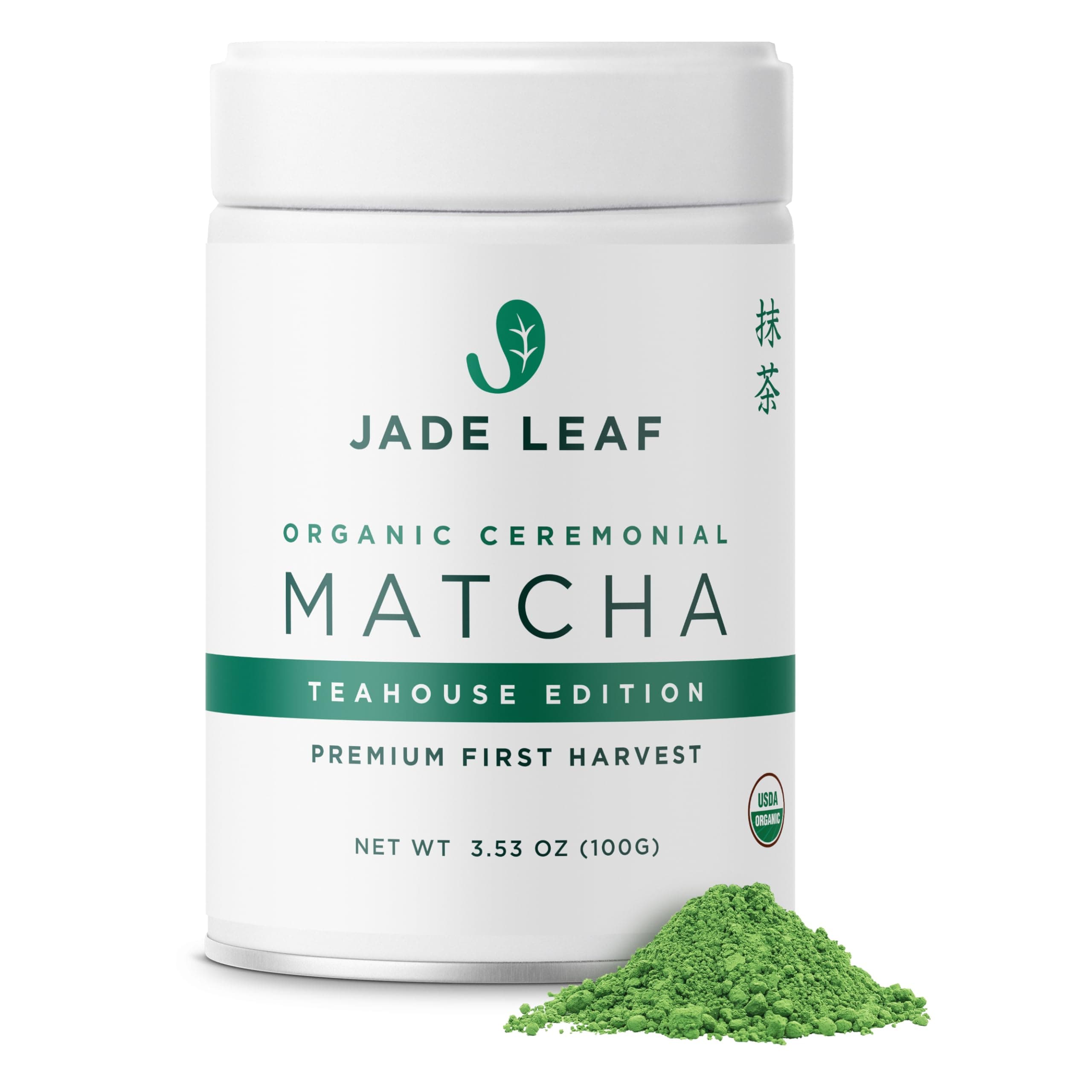 Jade Leaf Matcha Organic Ceremonial Grade Green Tea Powder - Teahouse Edition Premium First Harvest - Authentic Japanese Origin (3.53 Ounce Tin)