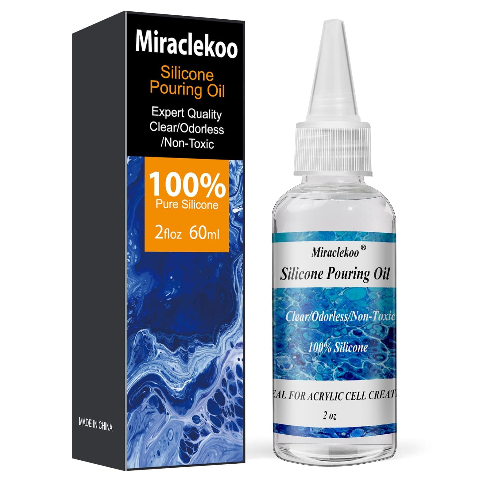 Silicone Pouring Oil Cell Activator Pure Silicone Oil for Cell Creation in Acrylic Paint,2 Ounce