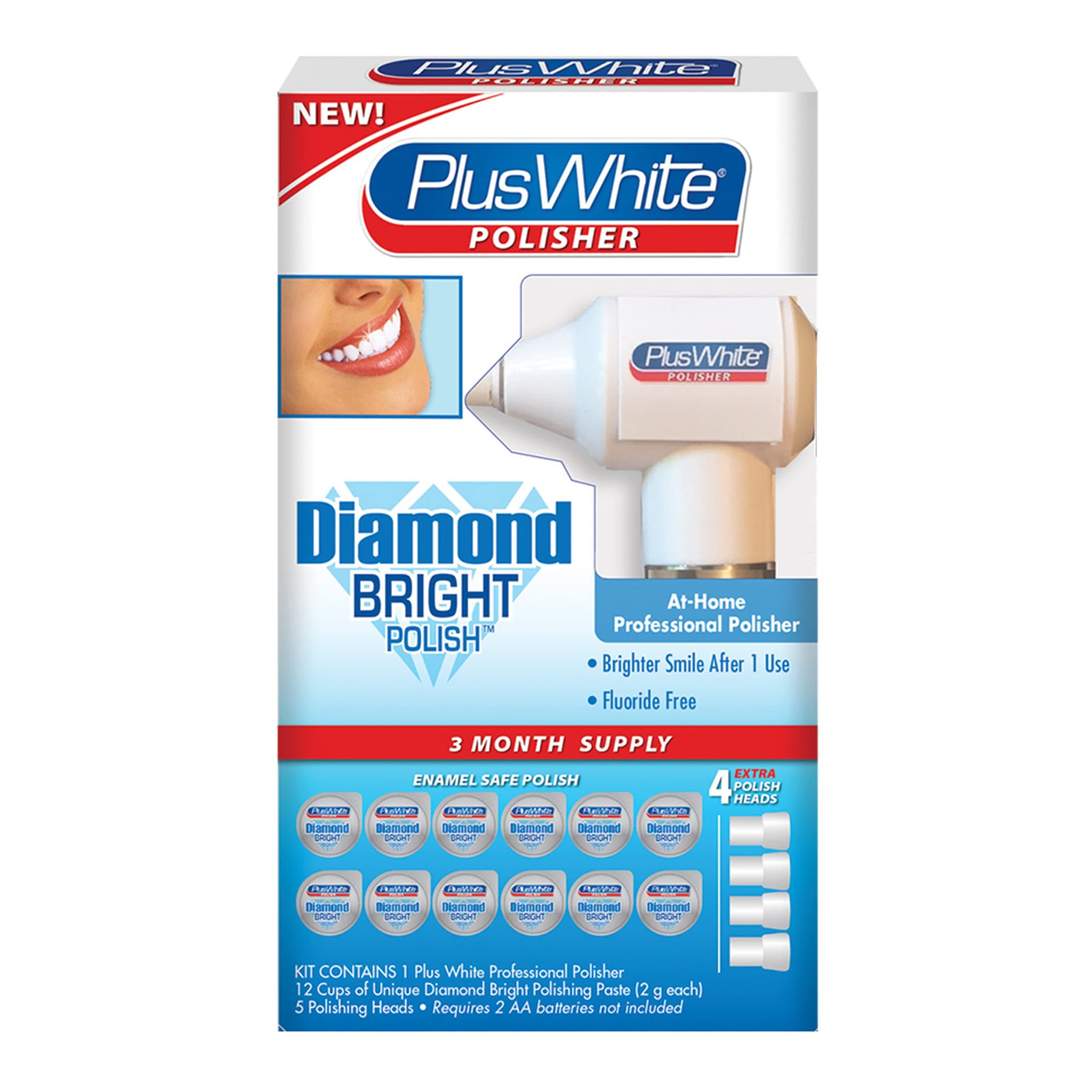 Plus White Diamond Bright Polisher - at Home Professional Teeth Whitening Kit - Removes Unwanted Stains Rapidly - Instantly Brighten Your Smile with Visible Results