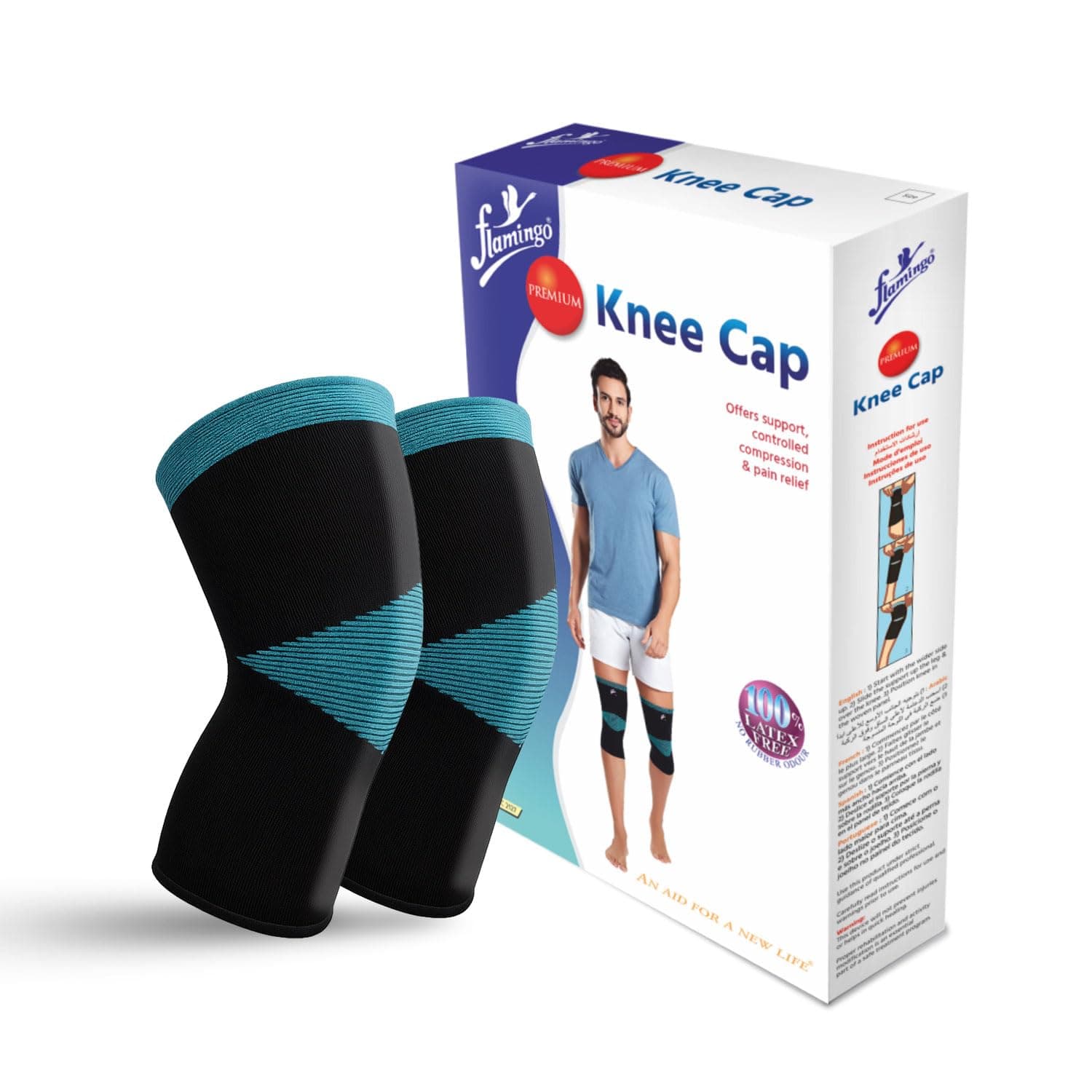 Premium Knee Cap (Pair) | Knee Support Cap for Gym, Sports, Joint Pain Relief, Exercise, Running, Cycling, Workout, Arthritis | Knee Cap for Men and Women | Color-Blue | Size-Large |