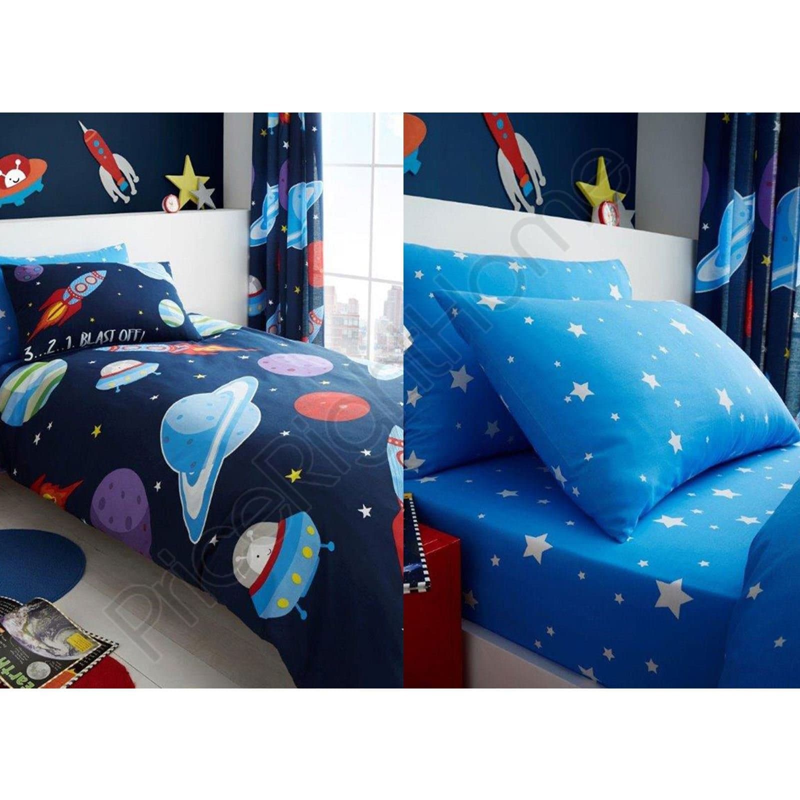 T&A Textiles and Hosiery Ltd Outer Space Duvet Set Single & Outer Space Stars Fitted Sheet/Pillowcase