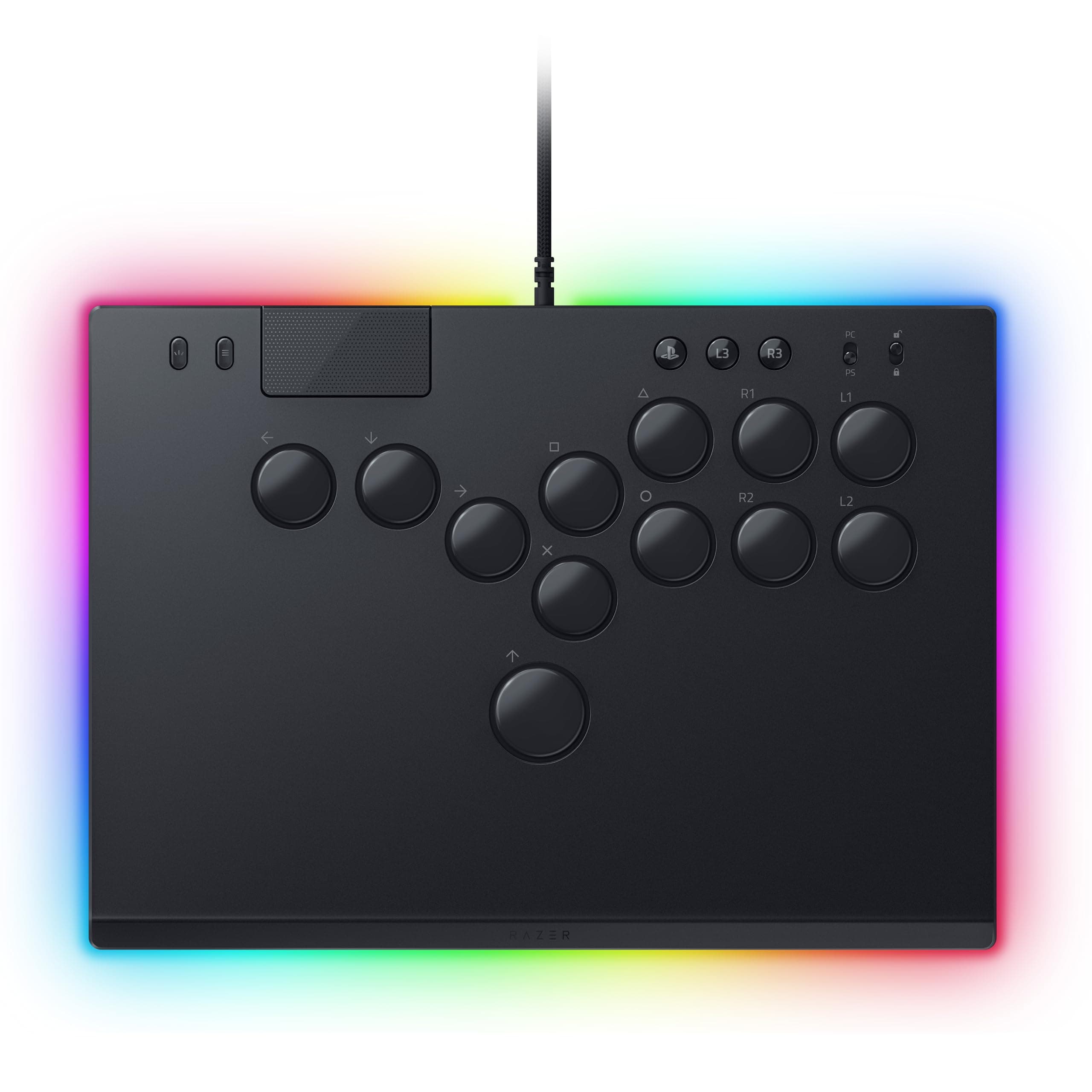 Kitsune - All-Button Optical Arcade Controller for PS5 and PC (Precise Quad Movement Button Layout, Razer Low-profile Linear Optical Switches, Slim, Portable Form Factor) Black