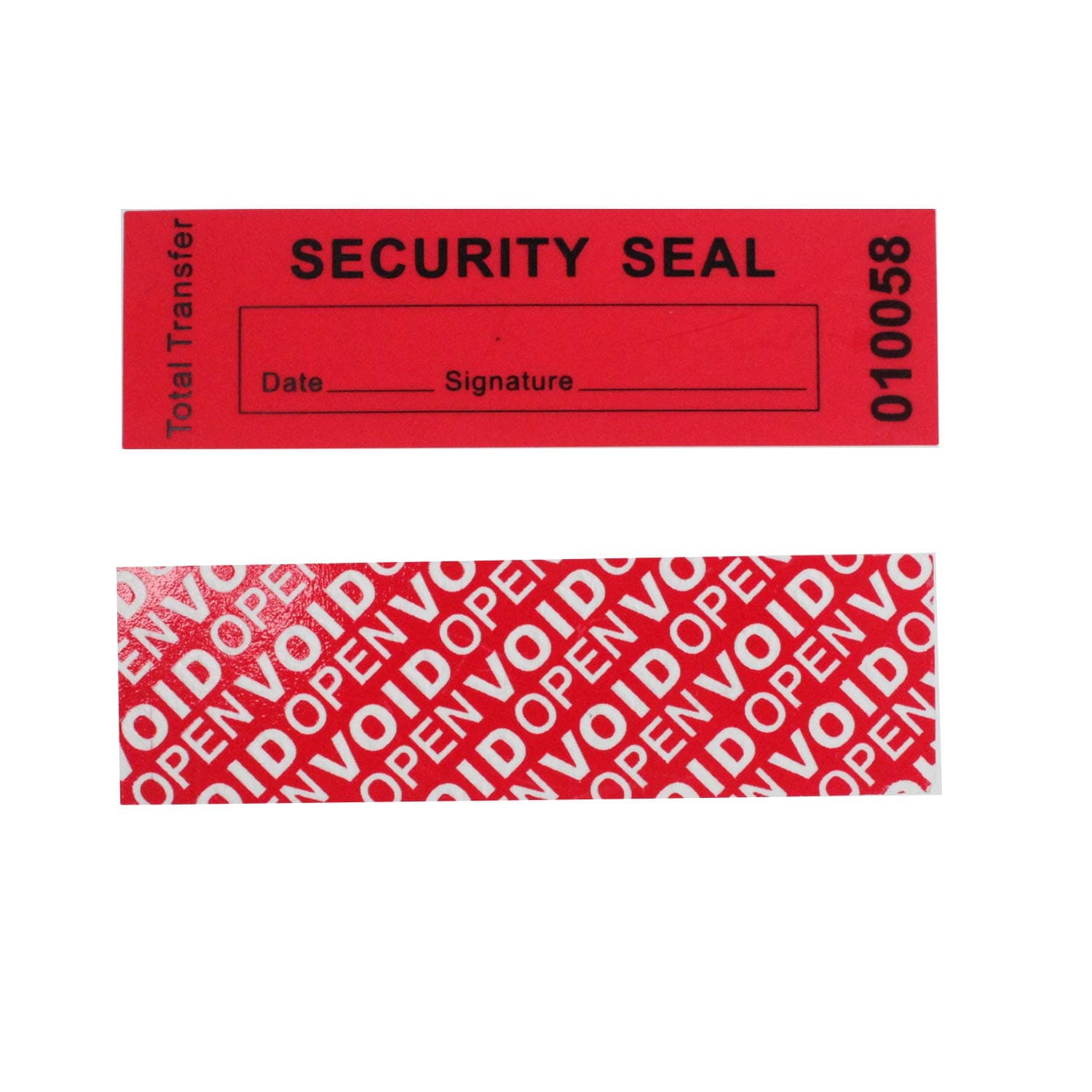 100pcs 100% Total Transfer Tamper Evident Security Warranty Void Stickers/Labels/Seals/Tapes for Shipping, Package, Retail, Food, Medicine (Red, 1 x 3.35 Inches, Serial Numbers)