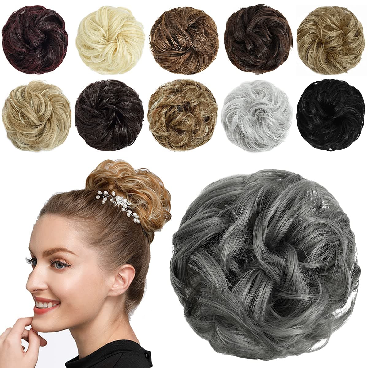 SHEDOWIG Messy Bun Hair Piece Scrunchies Hair Bun Extensions for Women Synthetic Updo Chignon Hairpiece