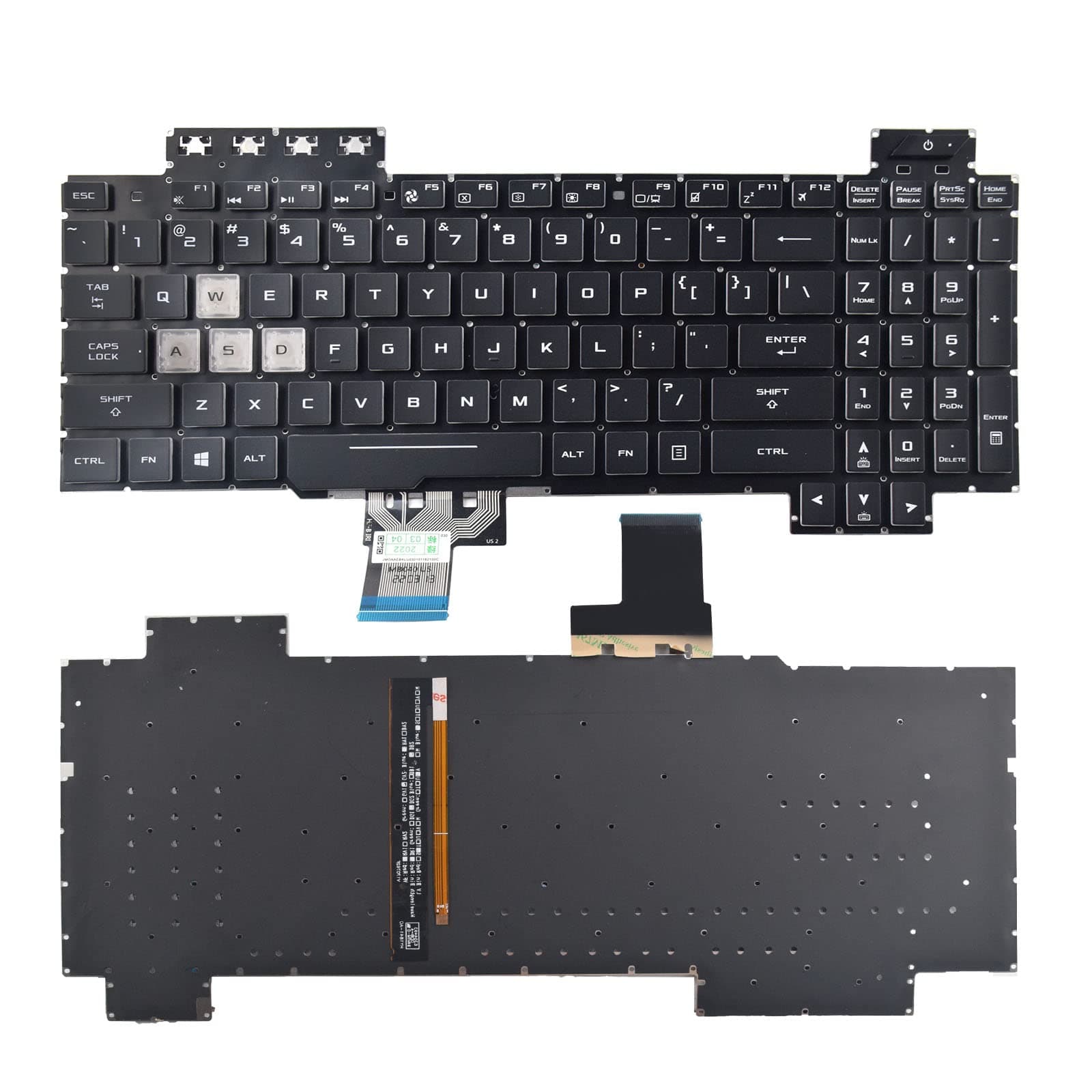 Replacement Keyboard for Asus TUF Gaming FX505 FX505DD FX505DV FX505DU FX505DY FX505GD FX505GE FX505GM FX505GT TUF705DD TUF705DT TUF705DUFX86 Serie RGB Backlight
