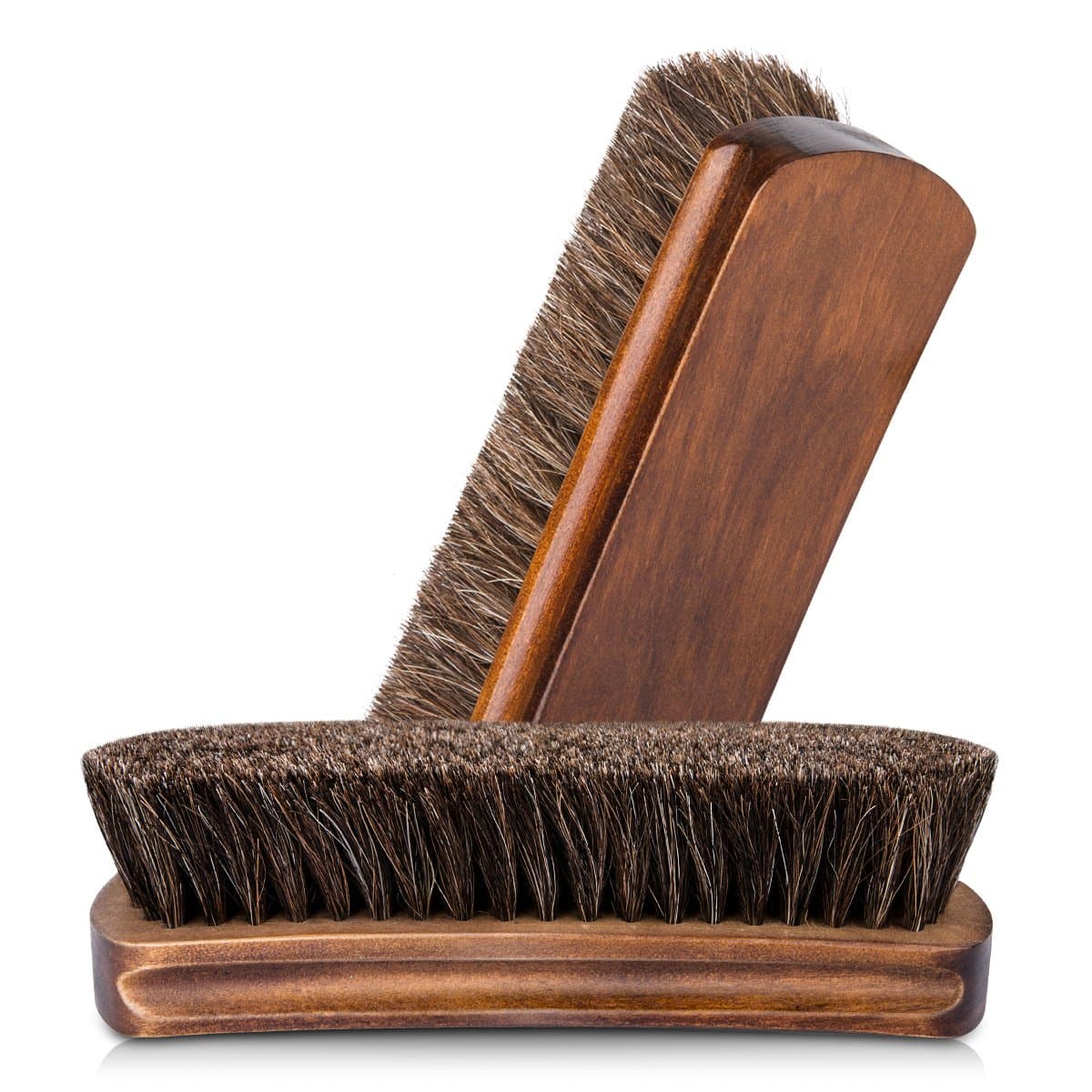 6.7" Horsehair Shoe Shine Brushes with Horse Hair Bristles for Boots, Shoes & Other Leather Care, 2 Pack