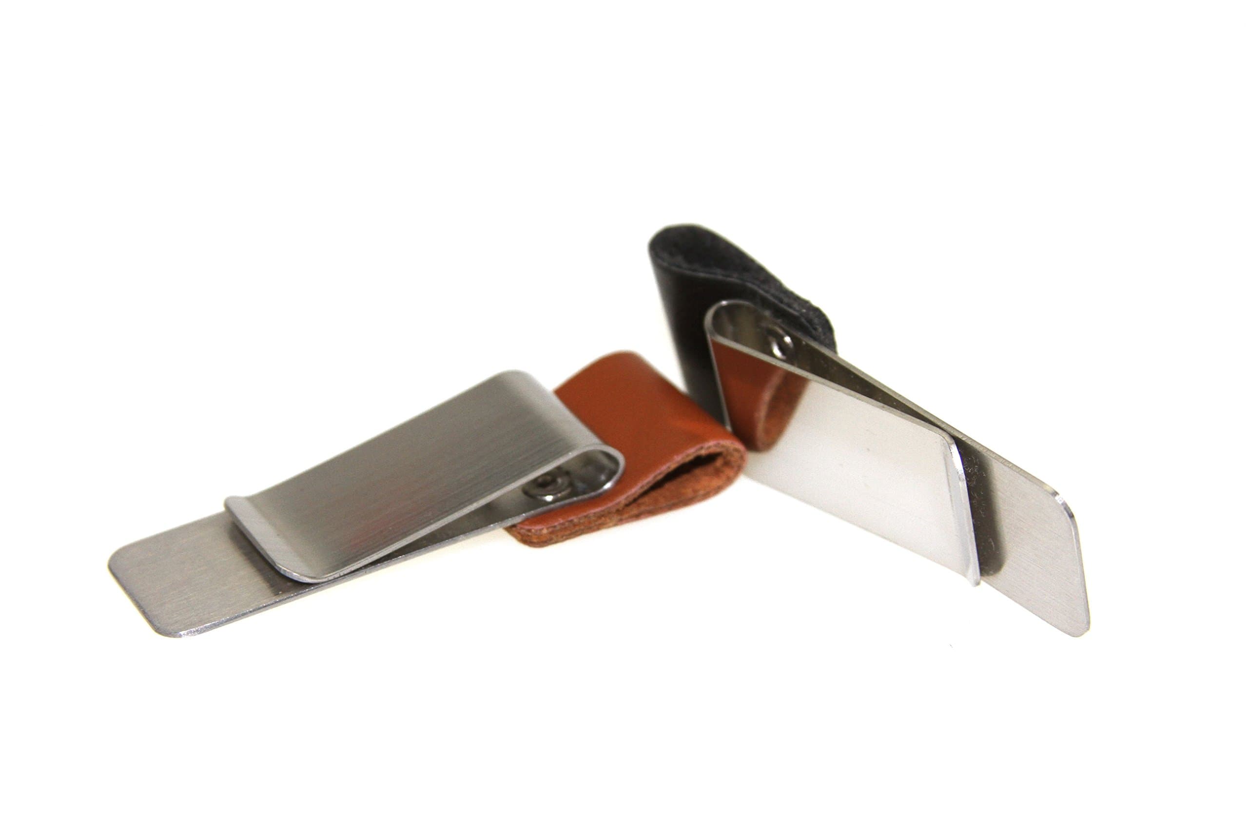 ANTOGOO 2Pack Leather Pen Loop Pencil Holder with Stainless Steel Clip for Notebook (Black & Brown)