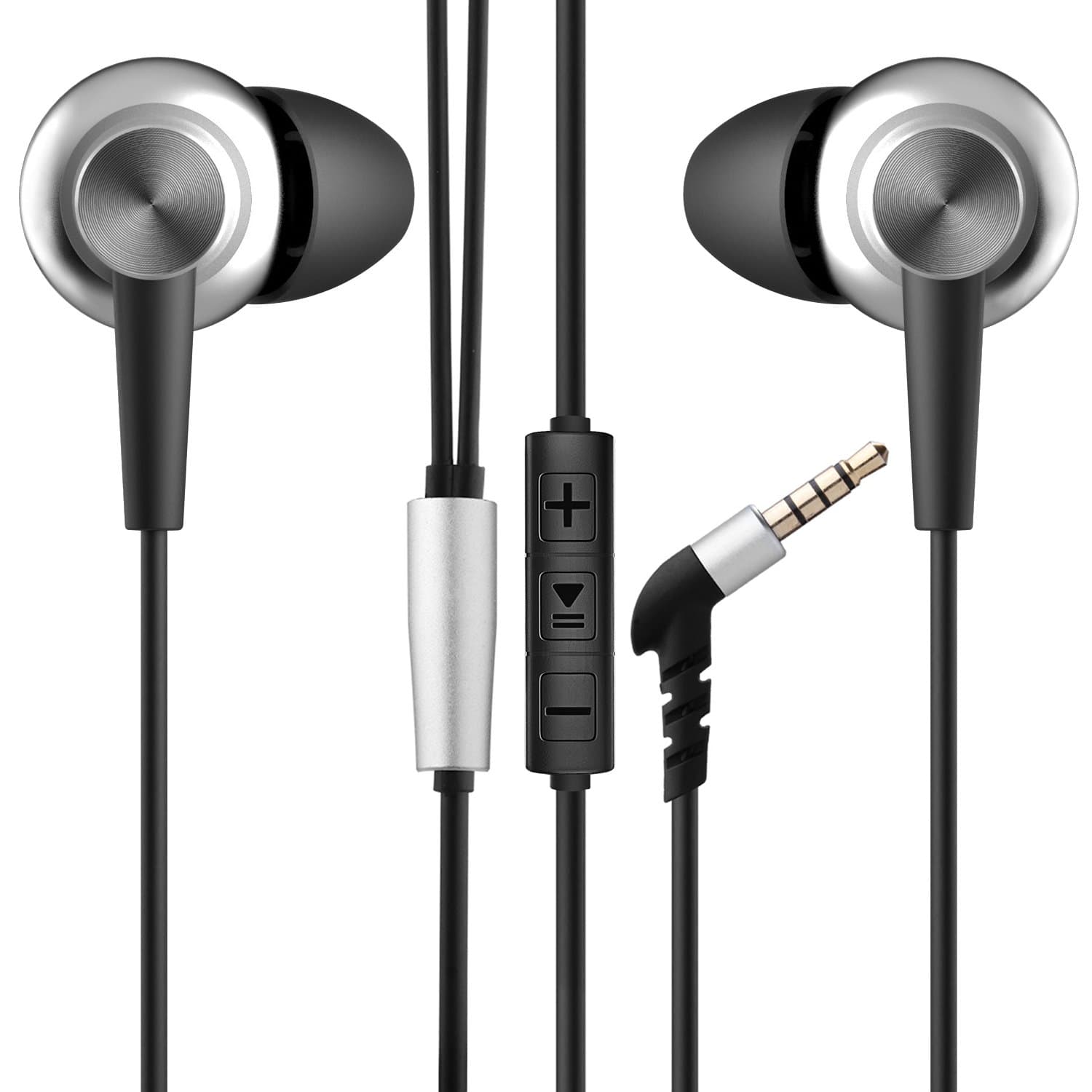 Aoslen In Ear Headphones wired Earphones Noise Cancelling Earbuds Bass Stereo Sports Headsets with Microphone & Button Control & Volume Control For iPhone Android Smartphones Mp3 Player Etc (Silver)