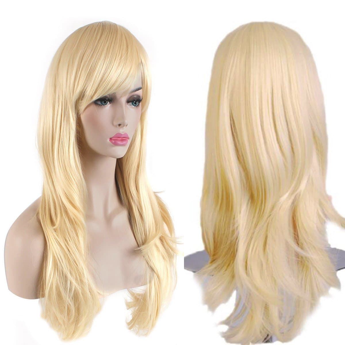 28 inch Fashion Wigs Long Wavy Curly Hair Cosplay Wig (Golden)