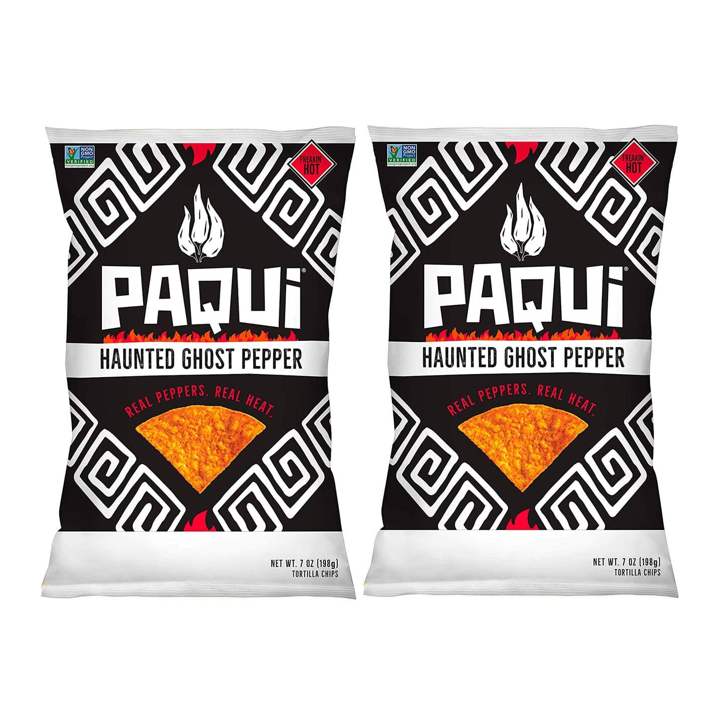 PAQUI Spicy Hot Tortilla Chips, Gluten Free Snacks, Haunted Ghost Pepper - 7 ounce ( Pack of 2 )