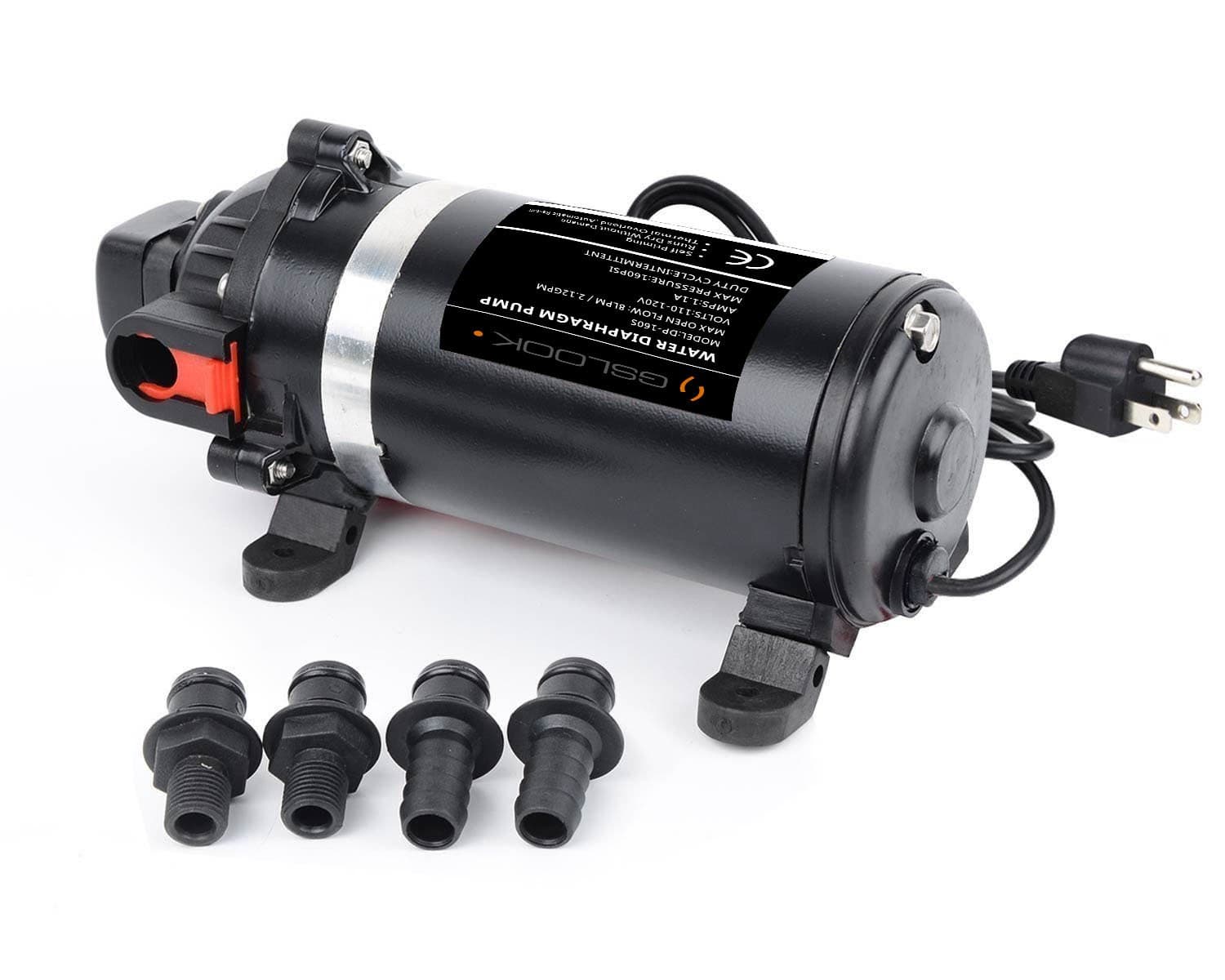 AC110V/115V High Pressure Diaphragm Water Pump 160PSI 8L/min , Self-priming Misting Booster Pump Sprayer for Caravan/RV/Boat/Marine